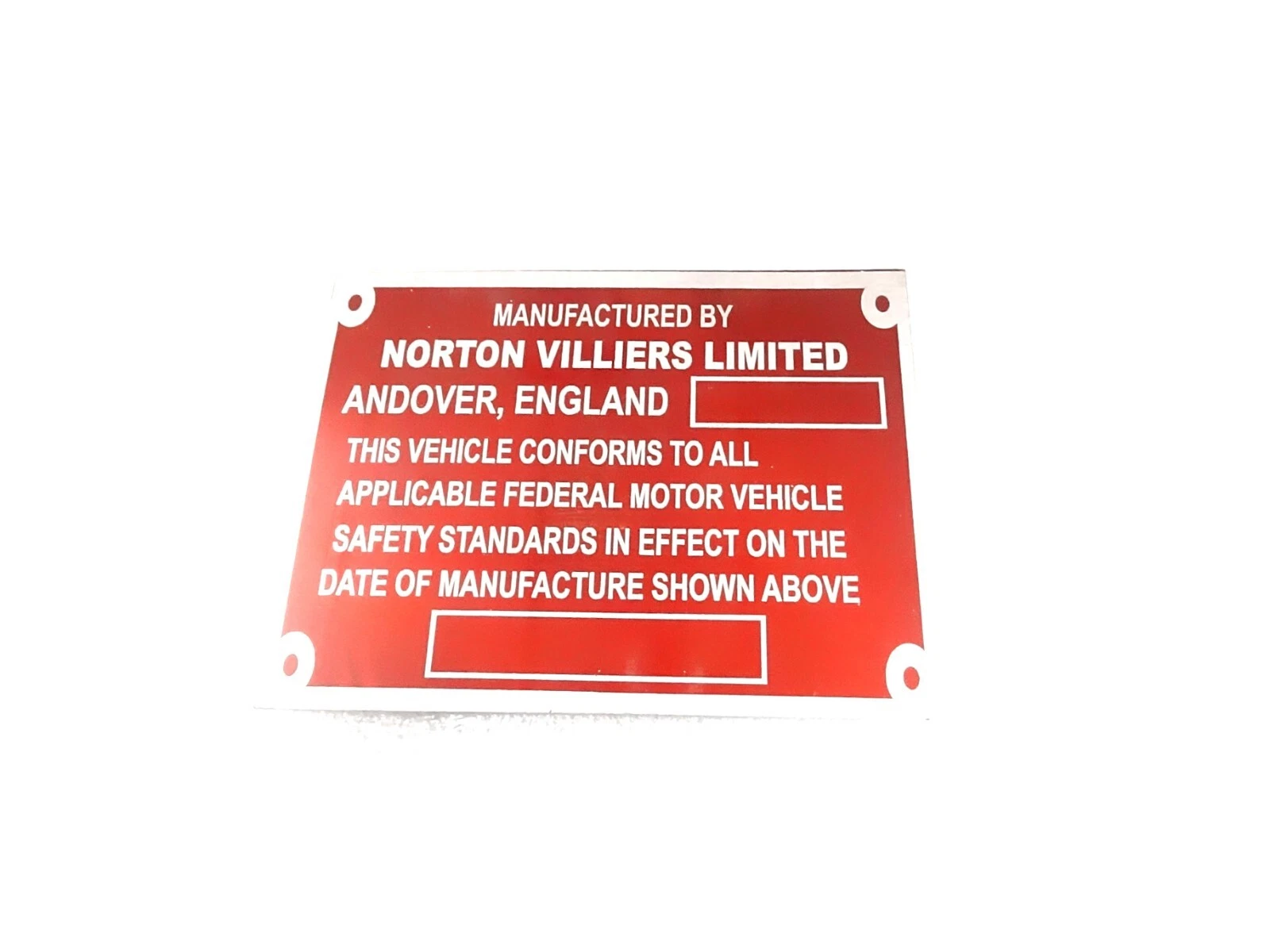 DATA PLATE FITS TO VINTAGE CLASSIC NORTON COMMANDO 750 #V437-8