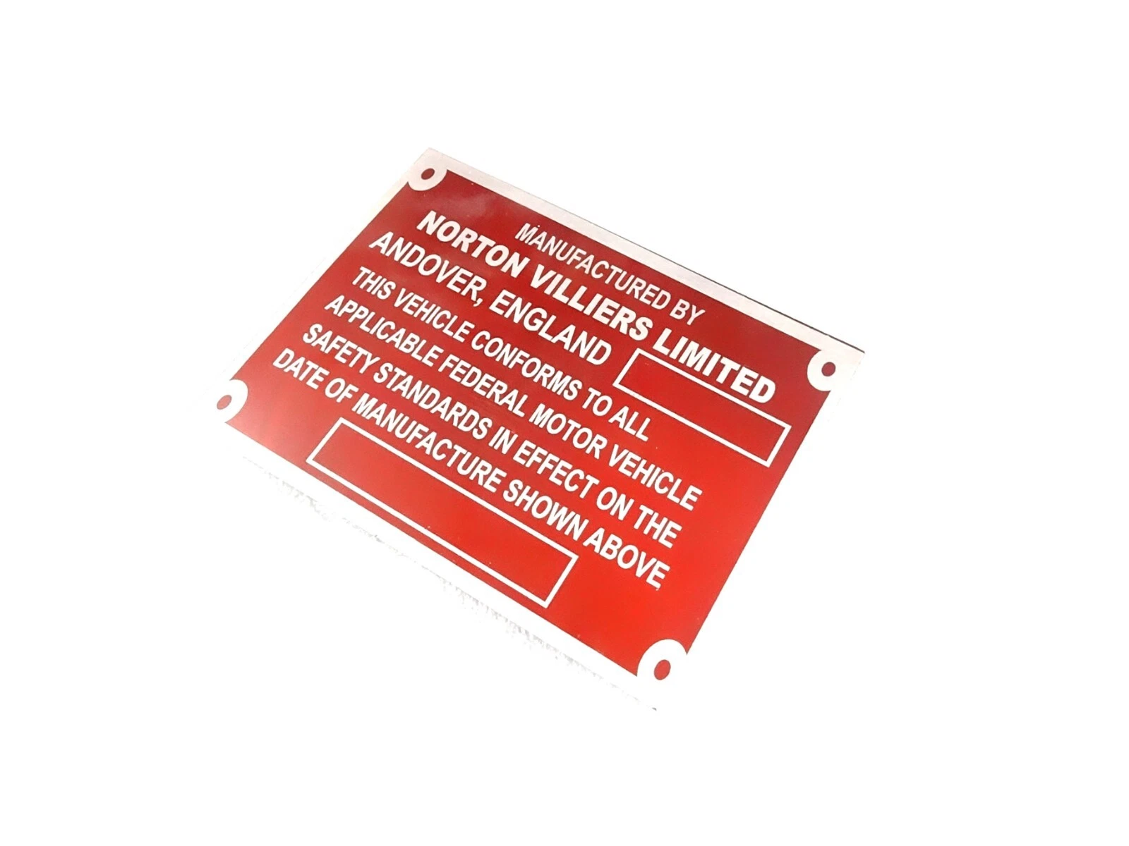 DATA PLATE FITS TO VINTAGE CLASSIC NORTON COMMANDO 750 #V437-8