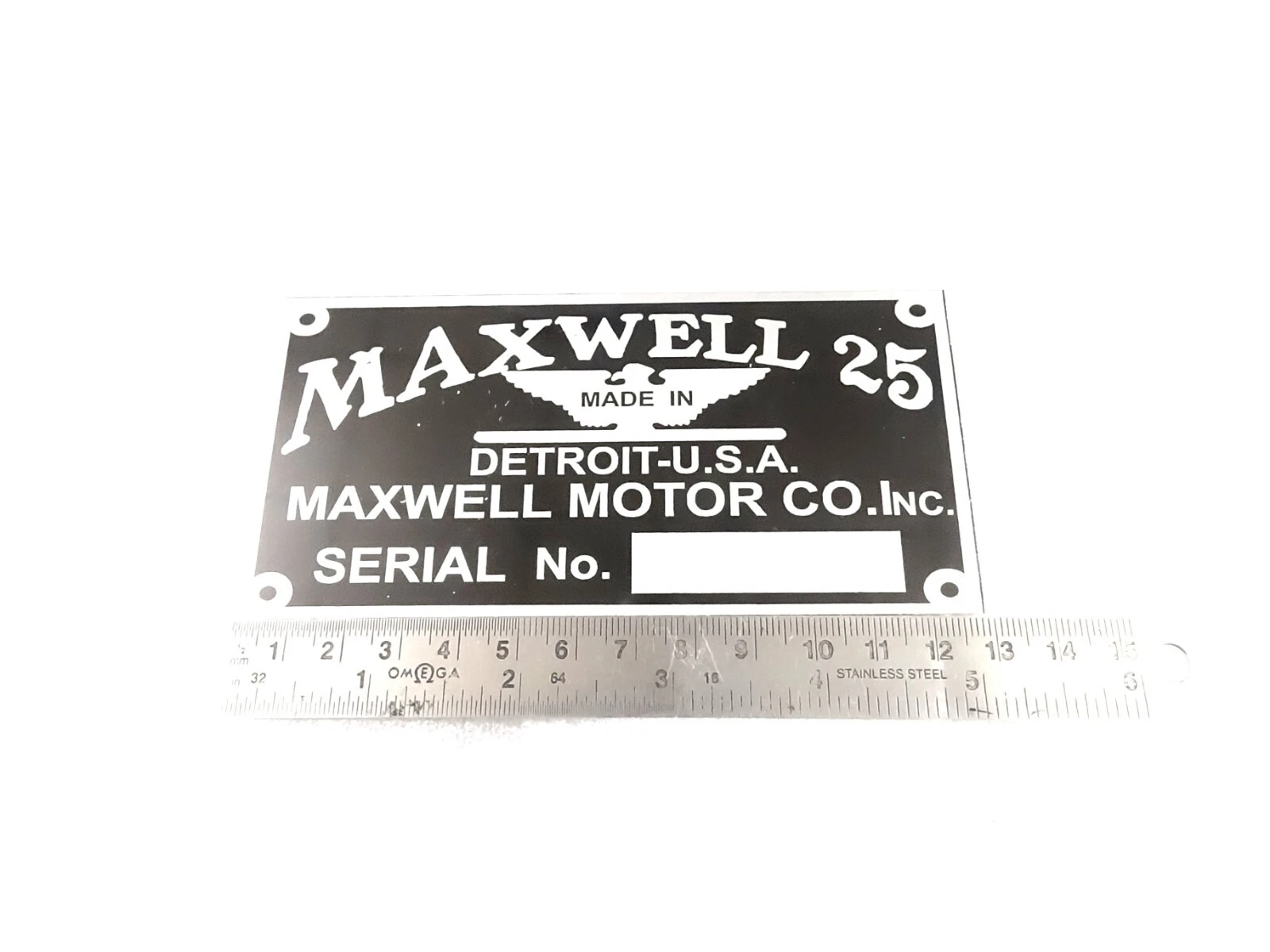 DATA PLATE FITS TO MAXWELL MOTORS ONE 1917-19 #V440-8