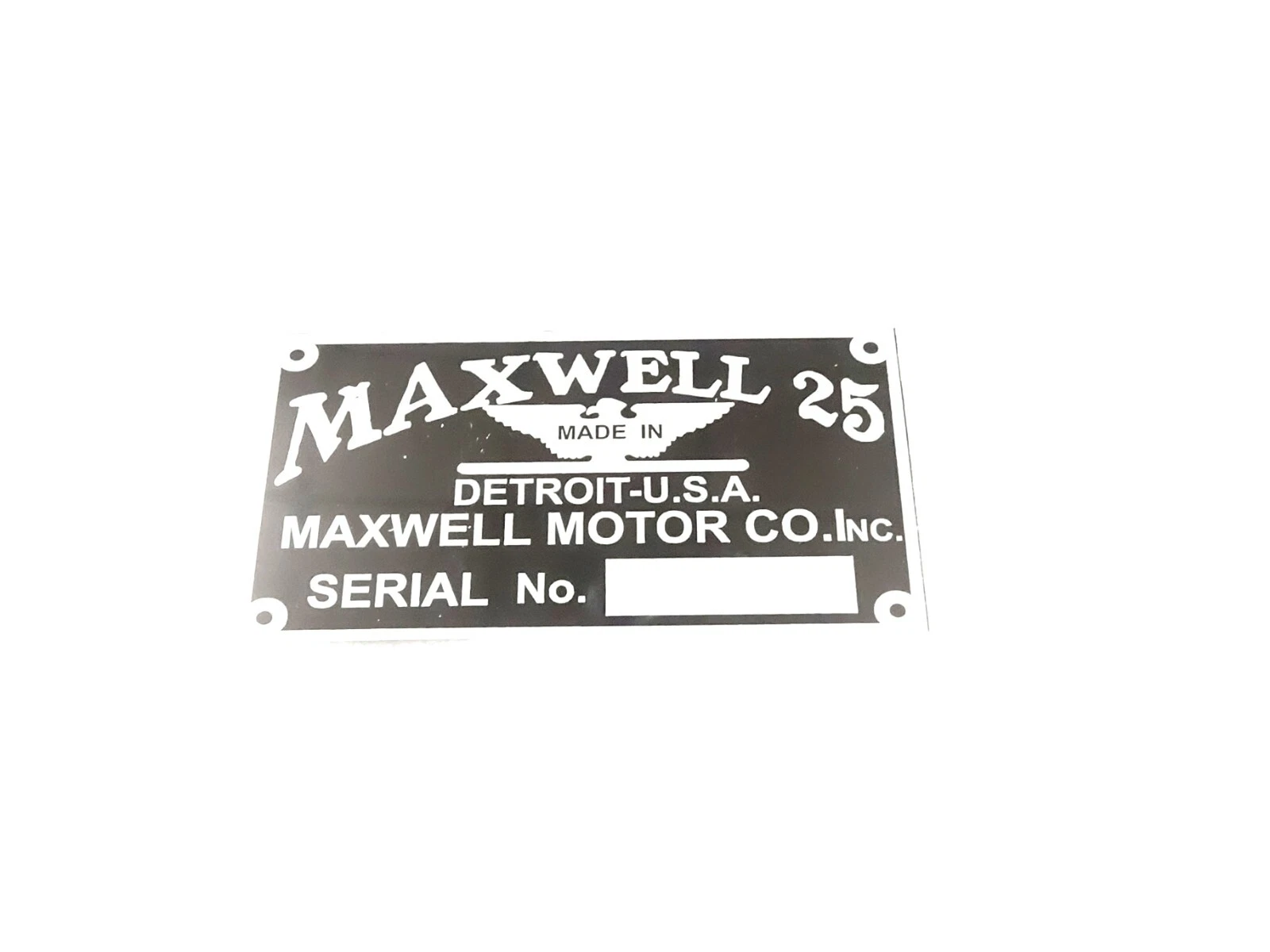 DATA PLATE FITS TO MAXWELL MOTORS ONE 1917-19 #V440-8