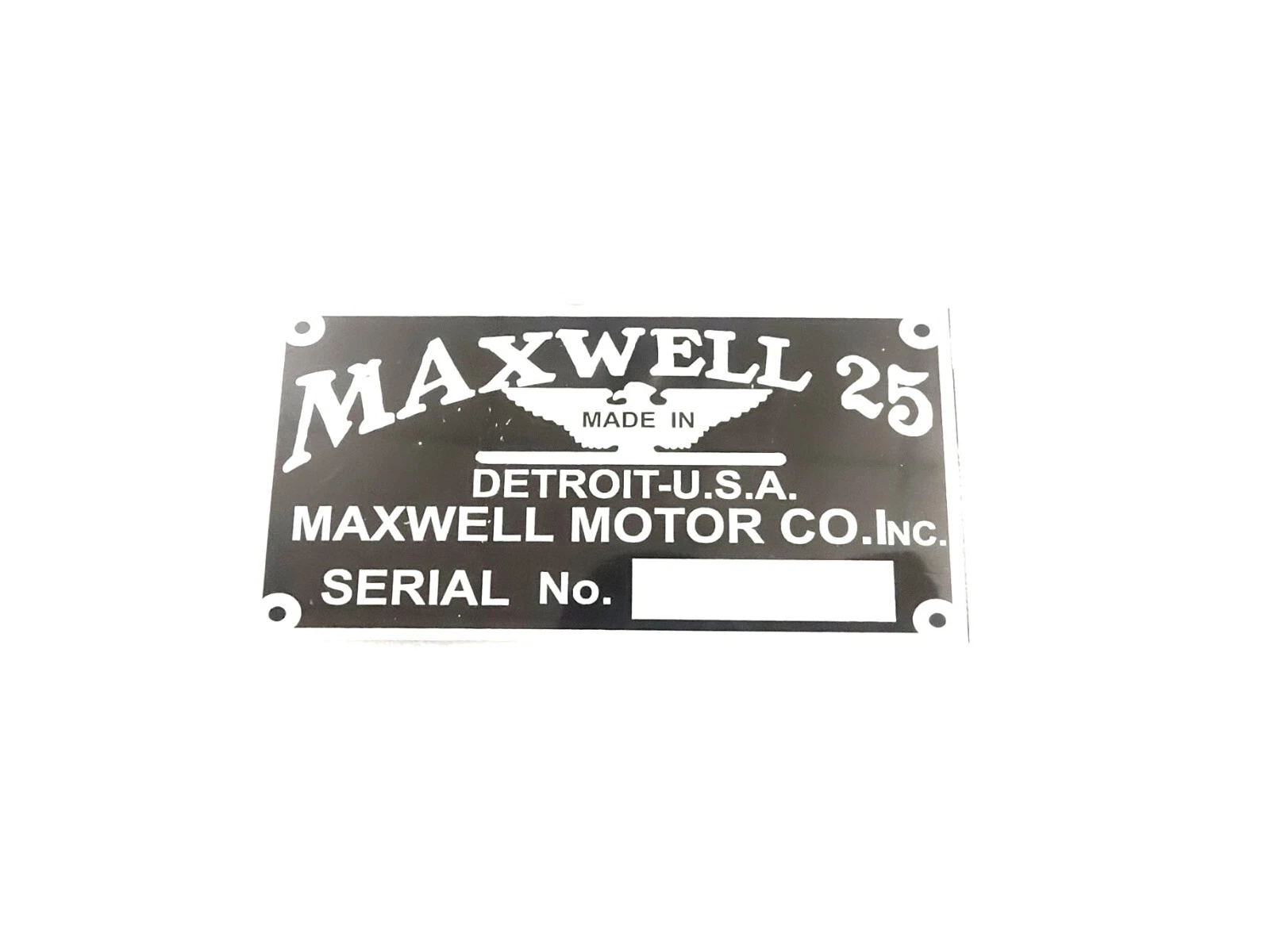 DATA PLATE FITS TO MAXWELL MOTORS ONE 1917-19 #V440-8