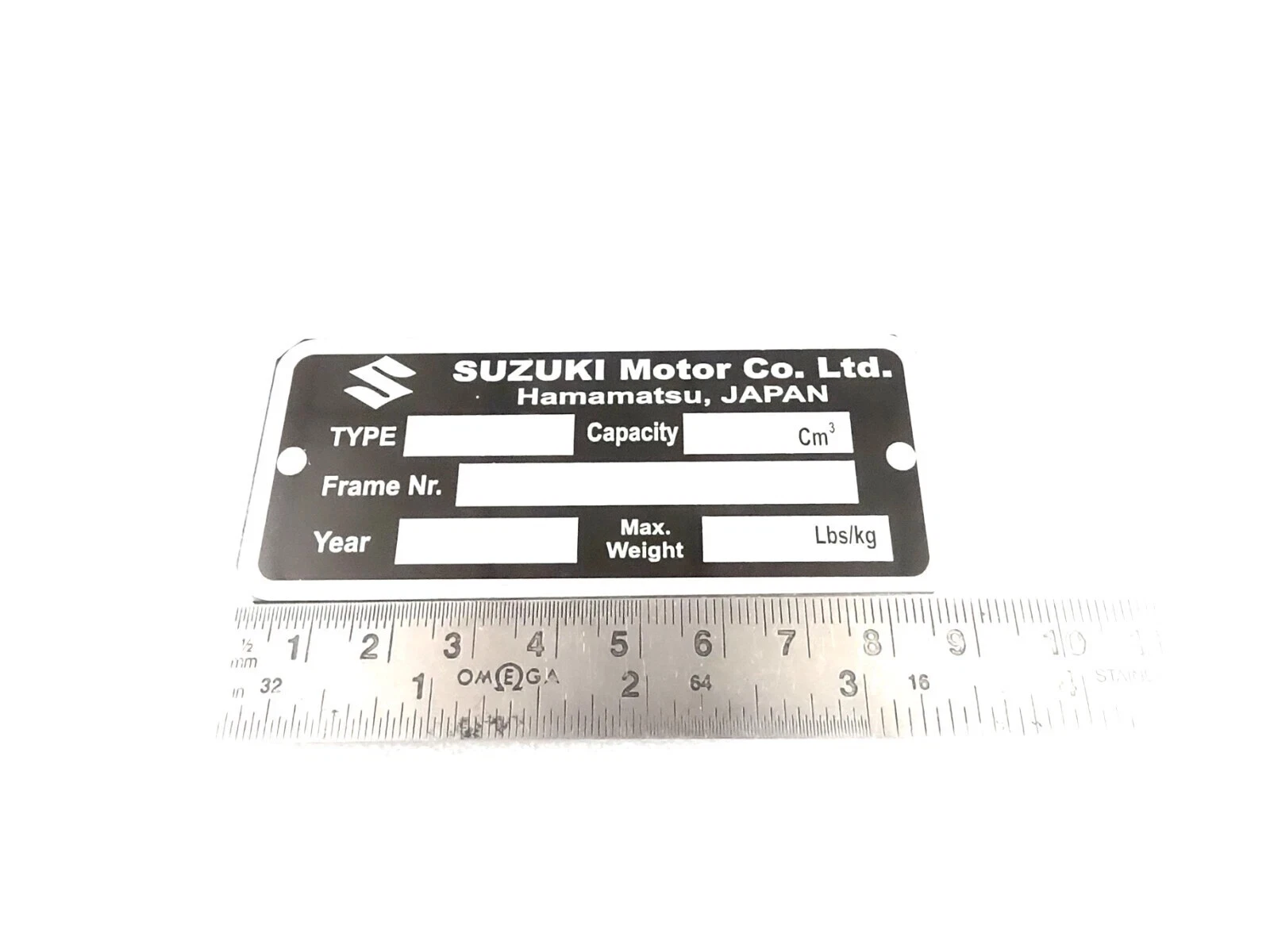 DATA PLATE BLANK FITS TO CLASSIC VINTAGE SUZUKI MOTORS #V450-8