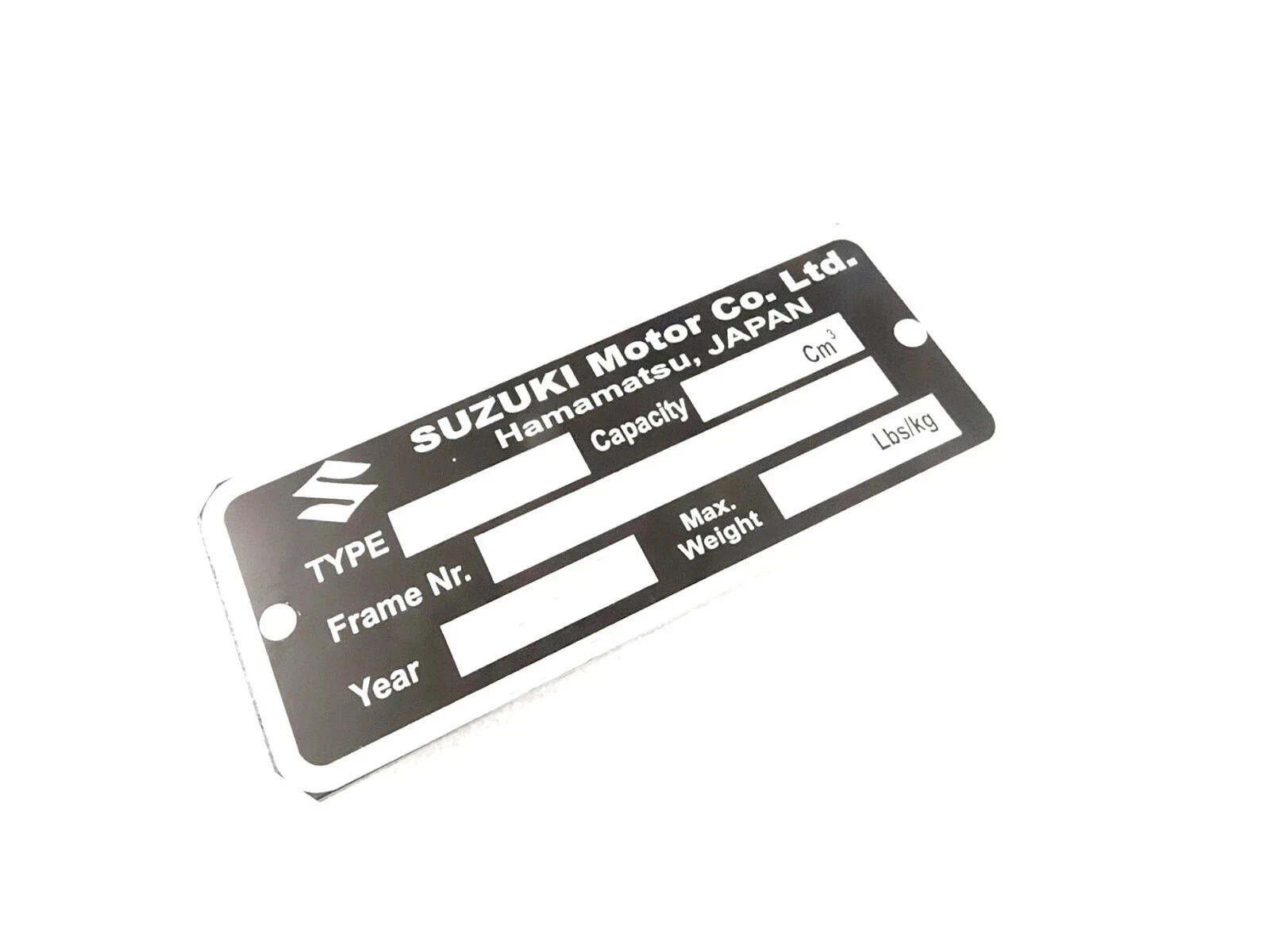 DATA PLATE BLANK FITS TO CLASSIC VINTAGE SUZUKI MOTORS #V450-8