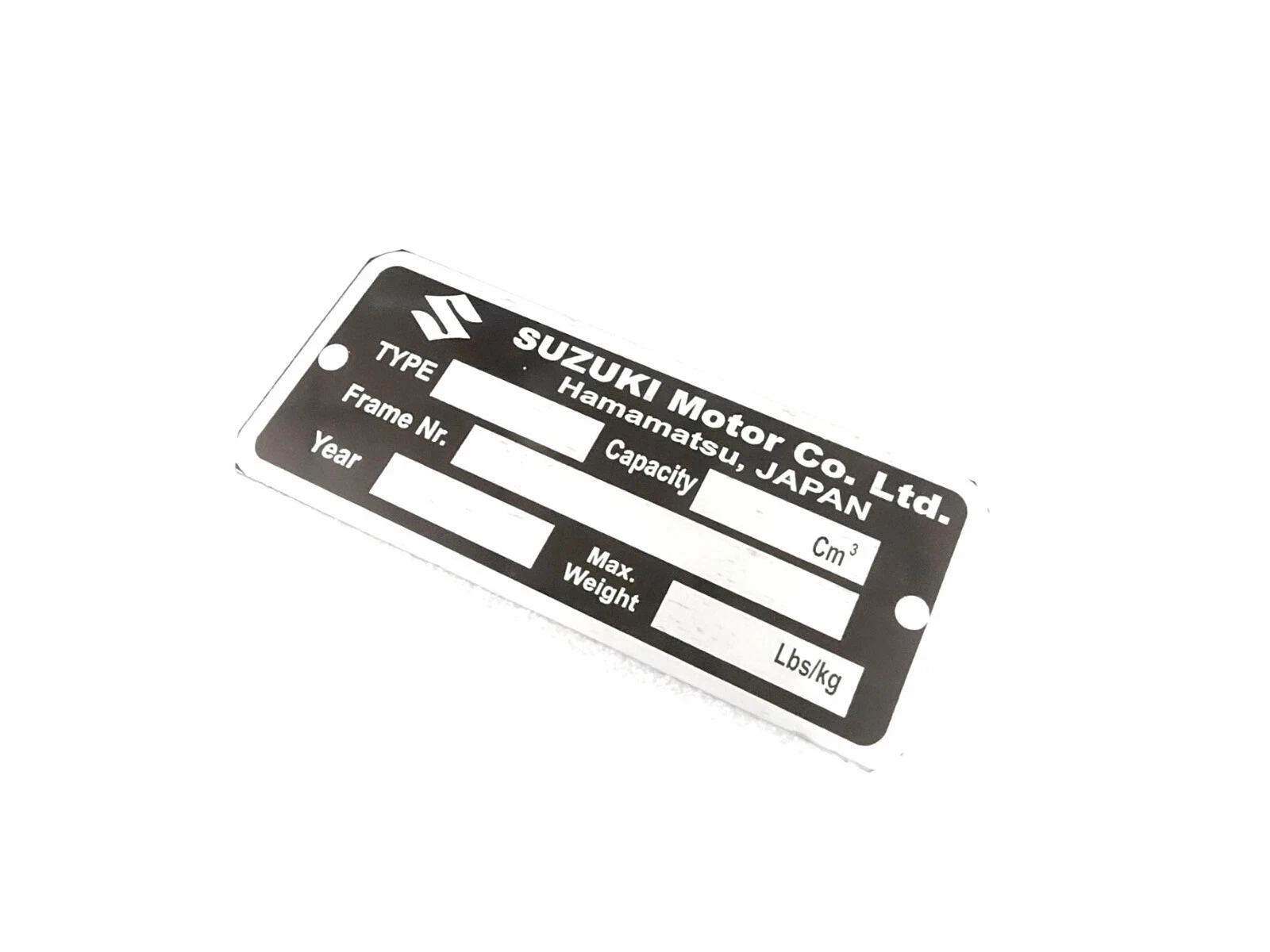 DATA PLATE BLANK FITS TO CLASSIC VINTAGE SUZUKI MOTORS #V450-8