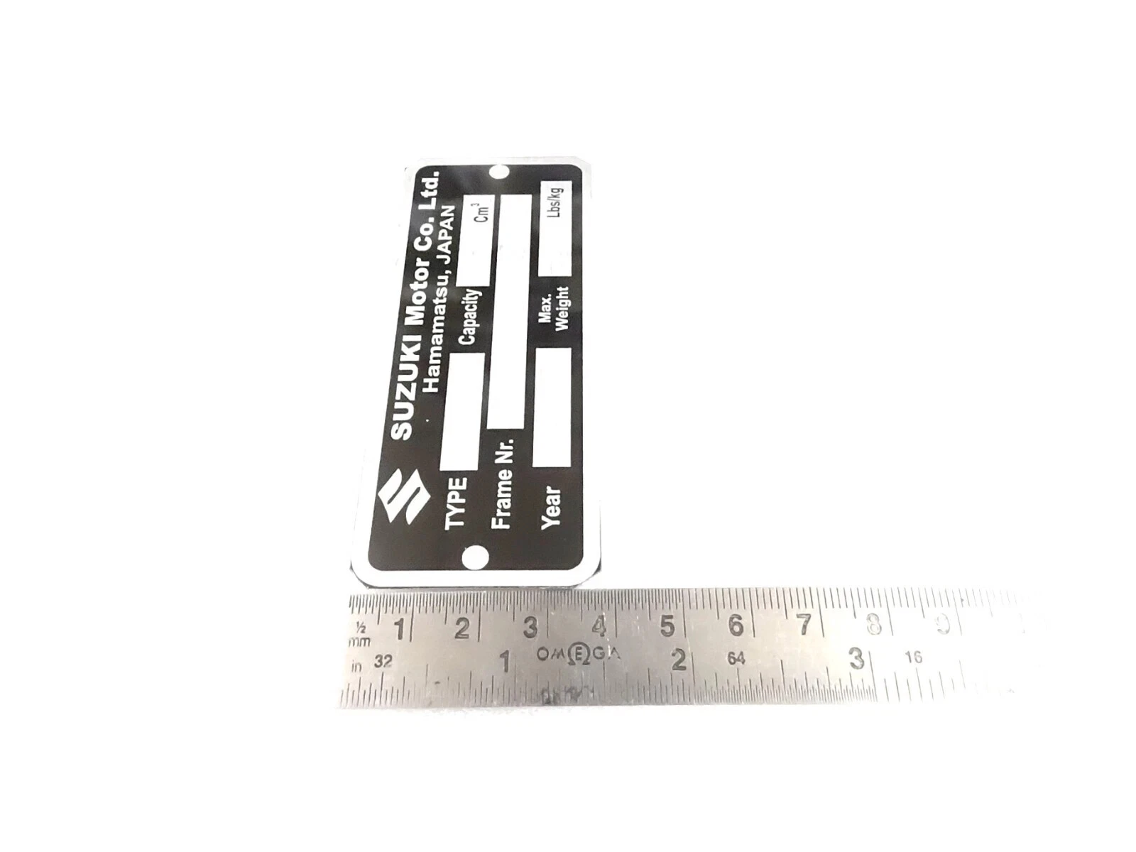DATA PLATE BLANK FITS TO CLASSIC VINTAGE SUZUKI MOTORS #V450-8
