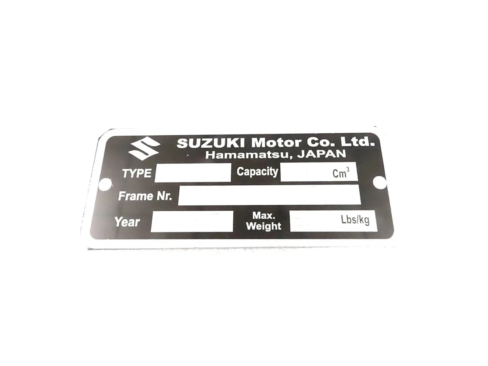 DATA PLATE BLANK FITS TO CLASSIC VINTAGE SUZUKI MOTORS #V450-8