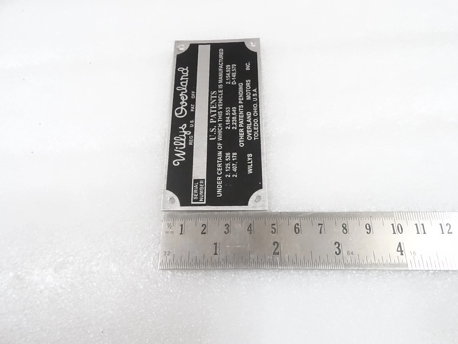 2X DATA PLATE STATION WAGON PICKUP ID TAG FITS WILLYS OVERLAND CJ3A CJ3B M38A1
