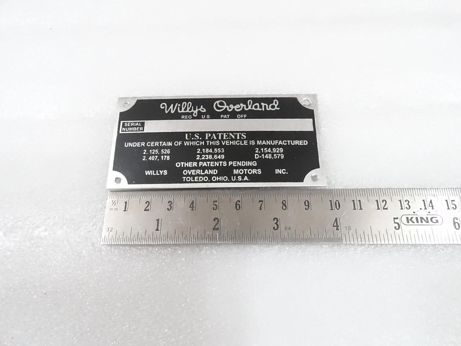2X DATA PLATE STATION WAGON PICKUP ID TAG FITS WILLYS OVERLAND CJ3A CJ3B M38A1