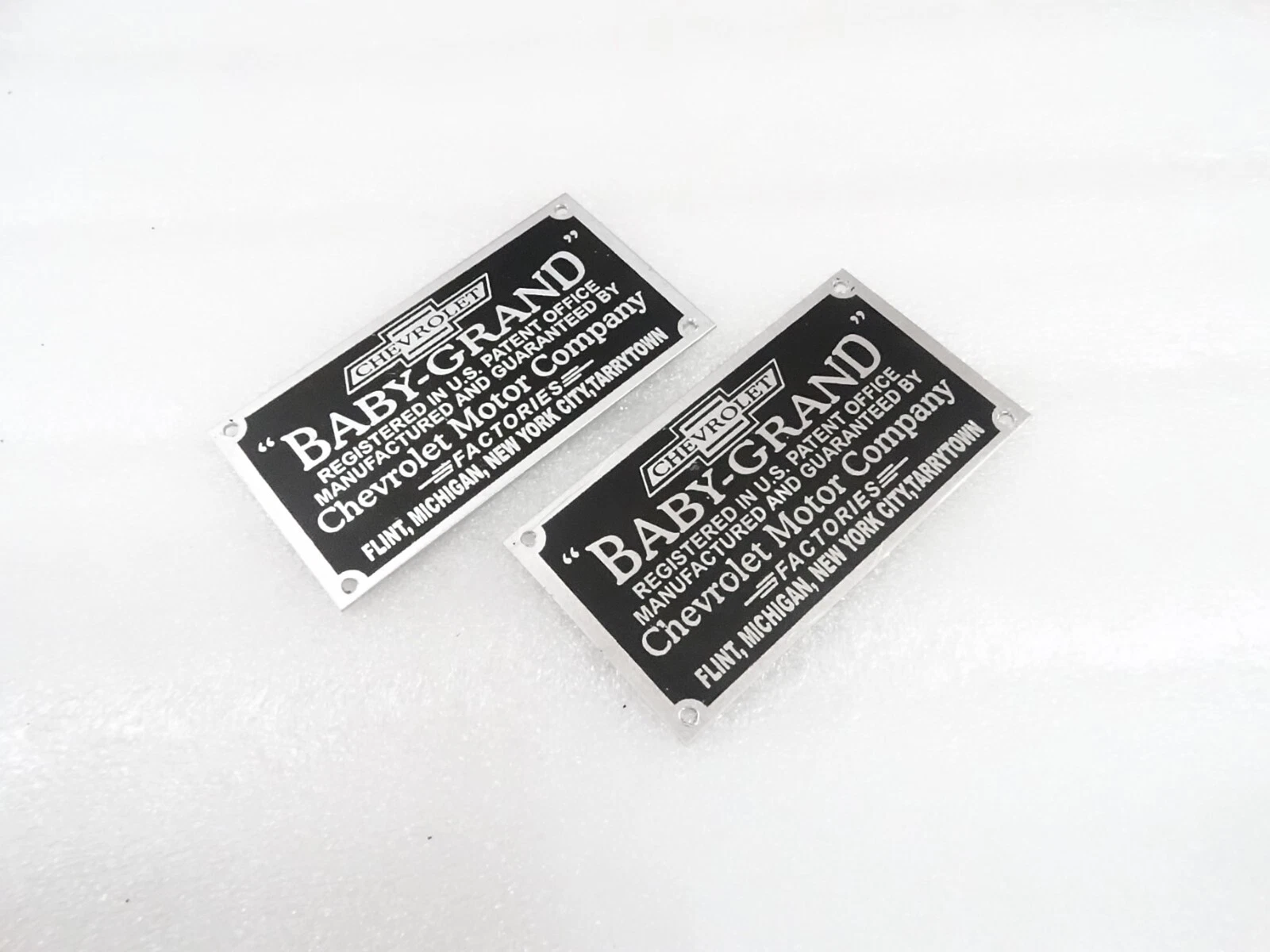2 X DATA PLATE FOR VINTAGE CHEVROLET BABY GRAND #25B30