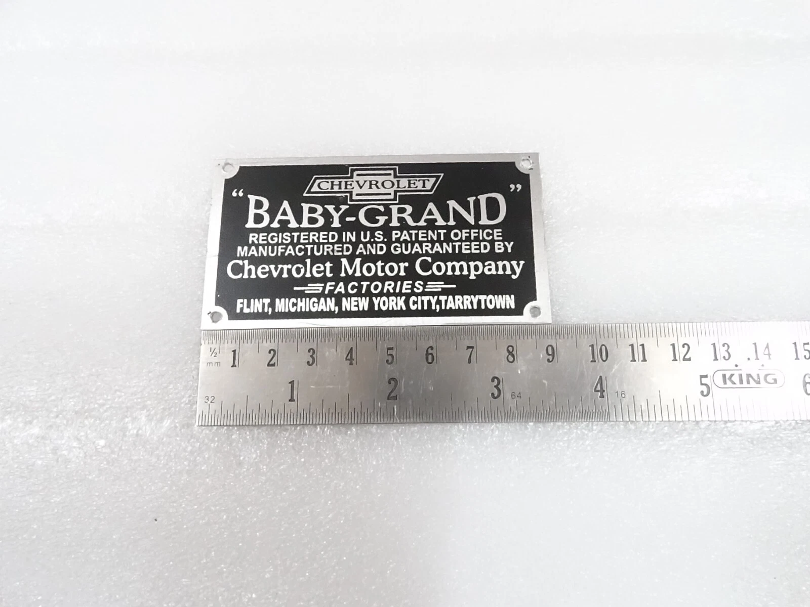2 X DATA PLATE FOR VINTAGE CHEVROLET BABY GRAND #25B30