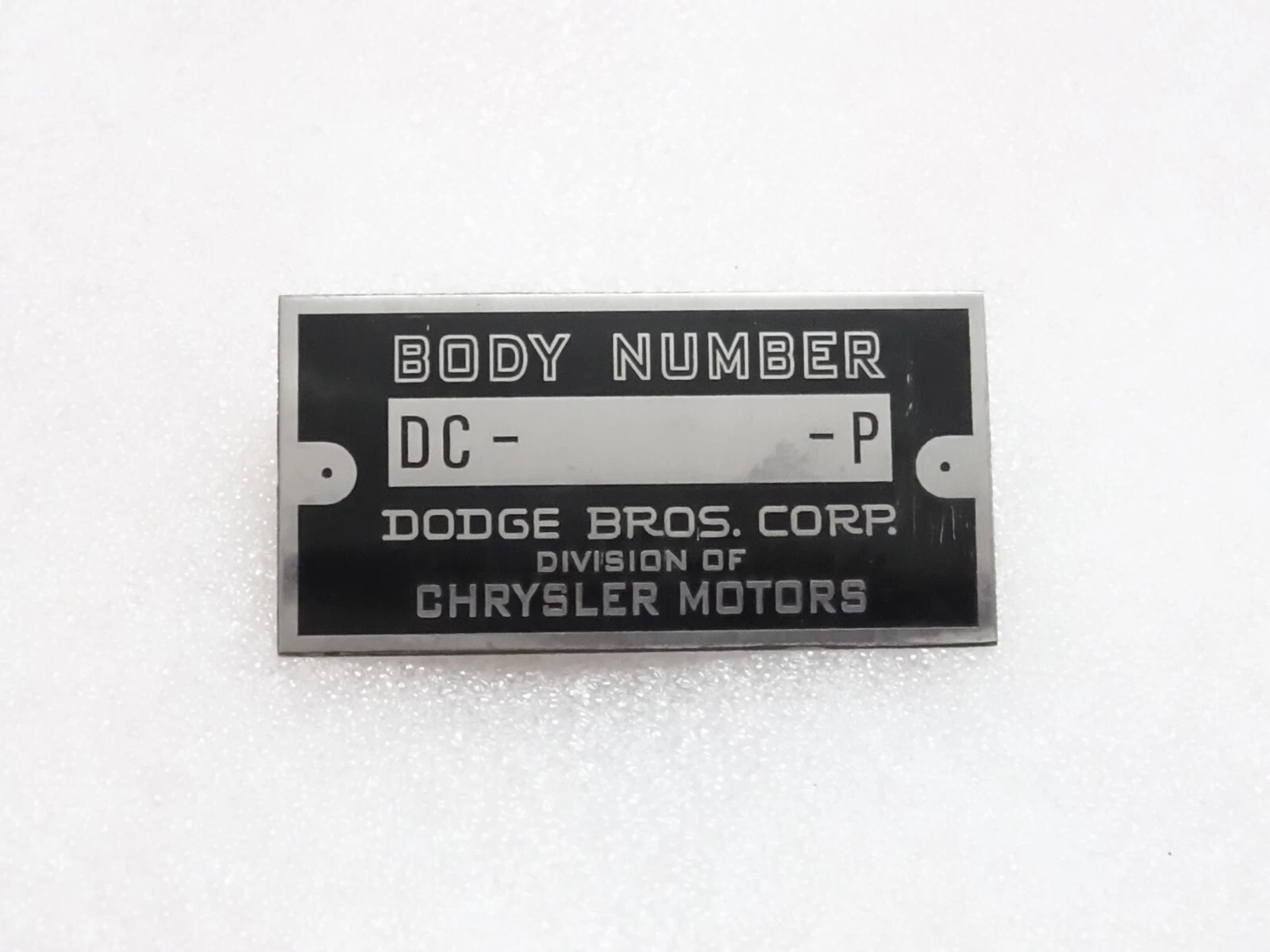 Dodge Brothers Chrysler Motors Data Plate #21A23
