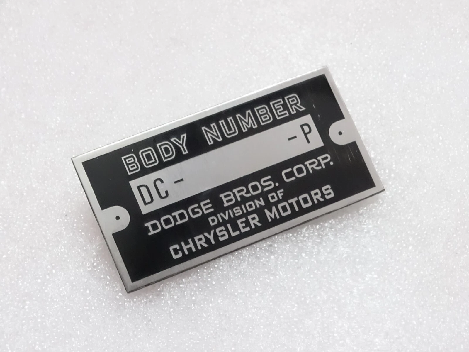 Dodge Brothers Chrysler Motors Data Plate #21A23
