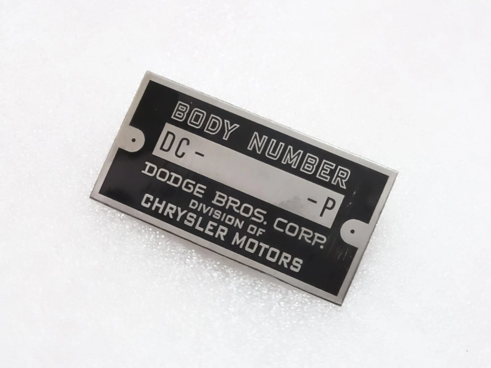 Dodge Brothers Chrysler Motors Data Plate #21A23