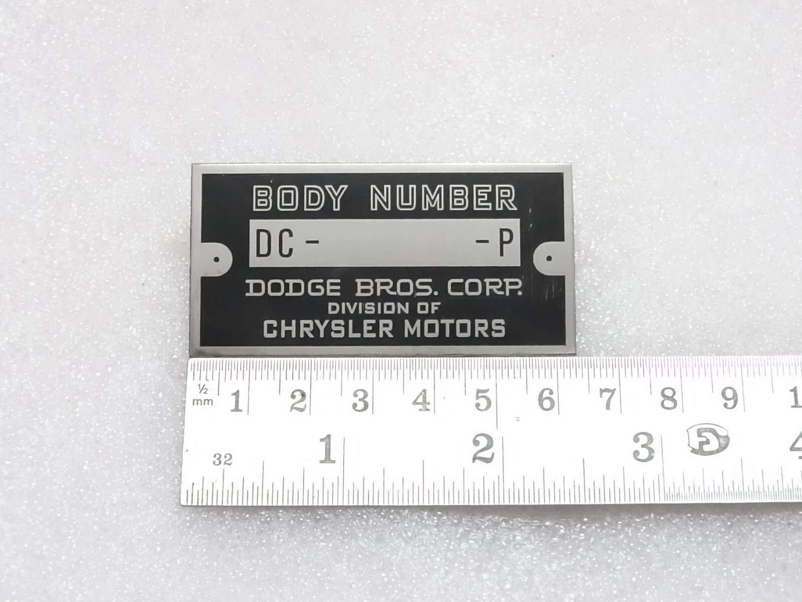 Dodge Brothers Chrysler Motors Data Plate #21A23