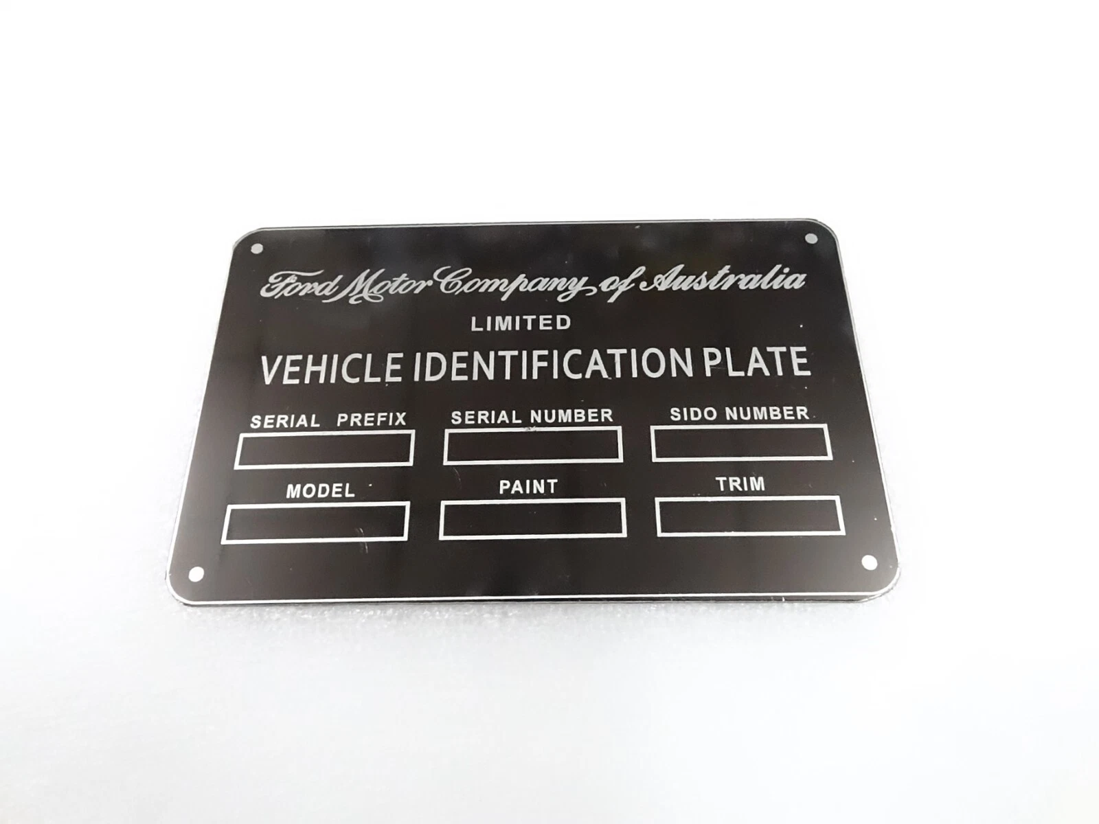 DATA PLATE FOR VINTAGE FORD MOTOR COMPANY AUSTRALIA #V288-8