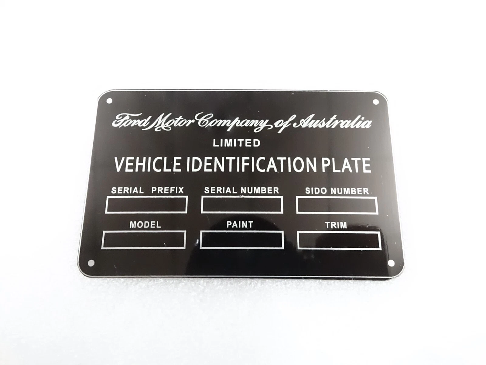 DATA PLATE FOR VINTAGE FORD MOTOR COMPANY AUSTRALIA #V288-8