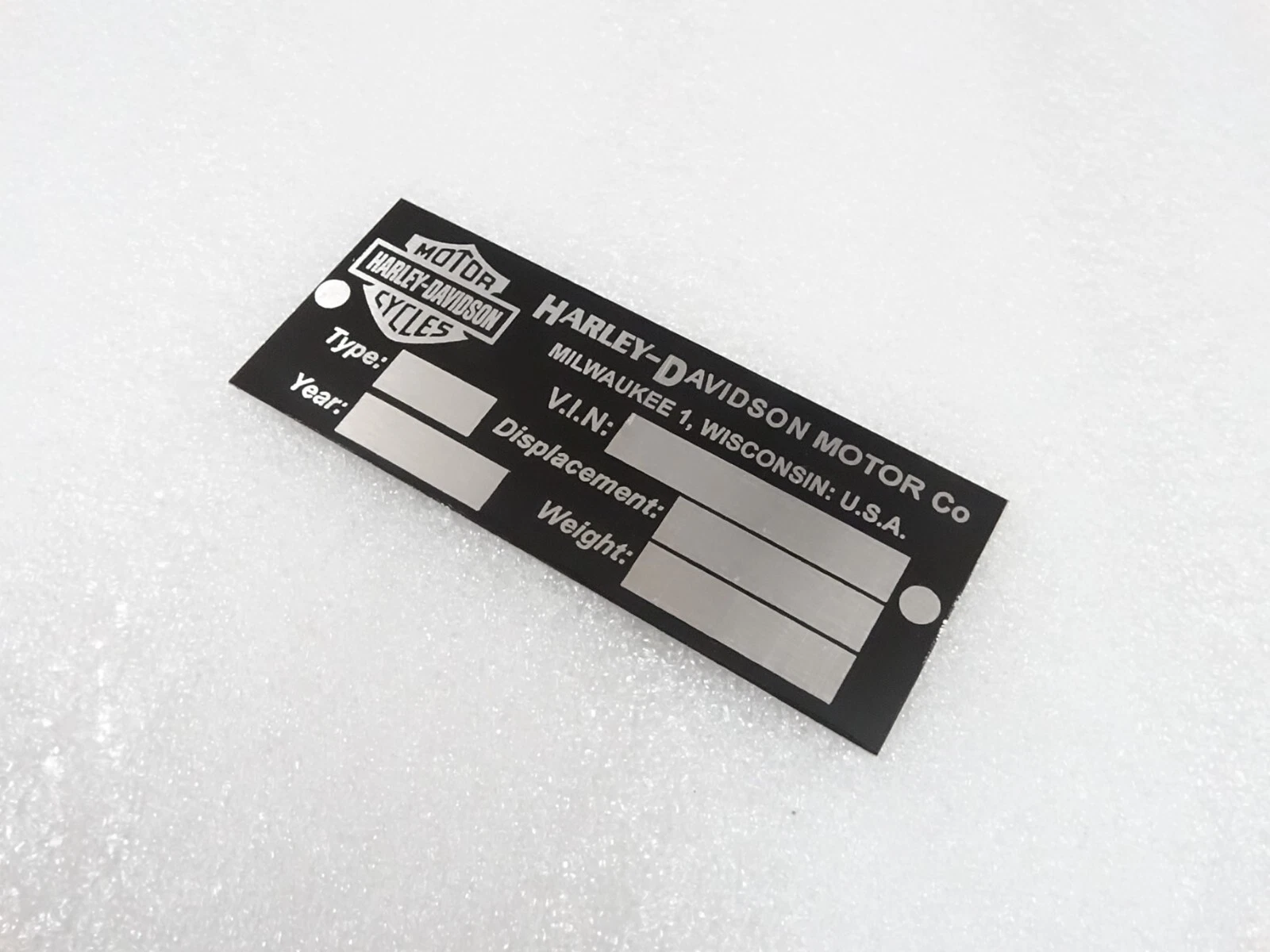 DATA PLATE FITS TO VINTAGE HARLEY DAVIDSON #V226-7