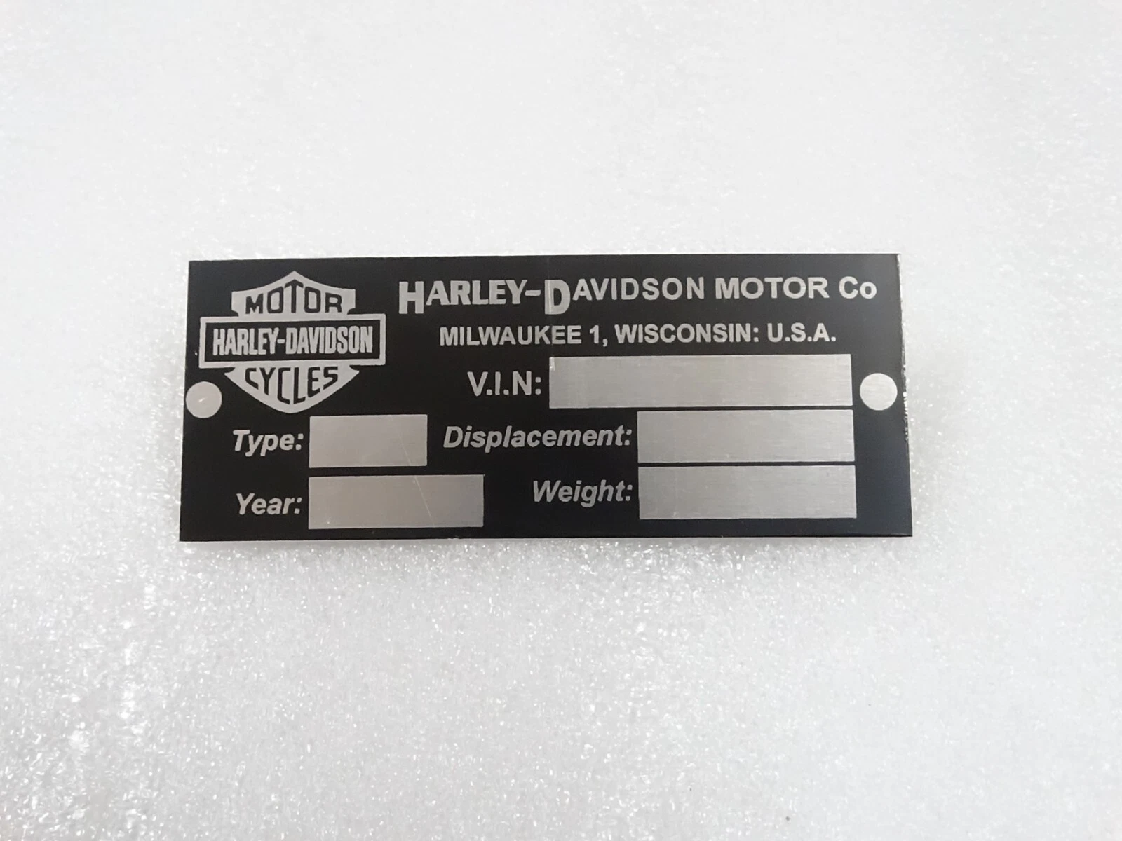 DATA PLATE FITS TO VINTAGE HARLEY DAVIDSON #V226-7