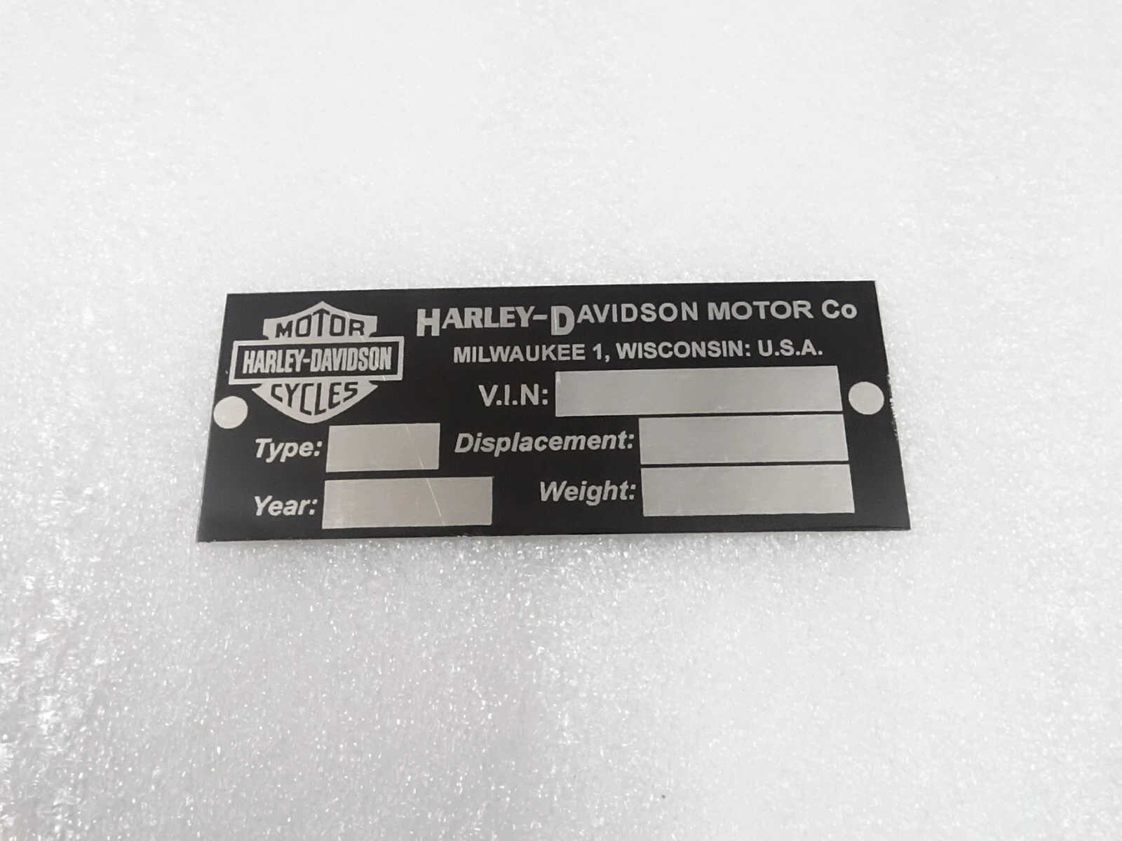 DATA PLATE FITS TO VINTAGE HARLEY DAVIDSON #V226-7