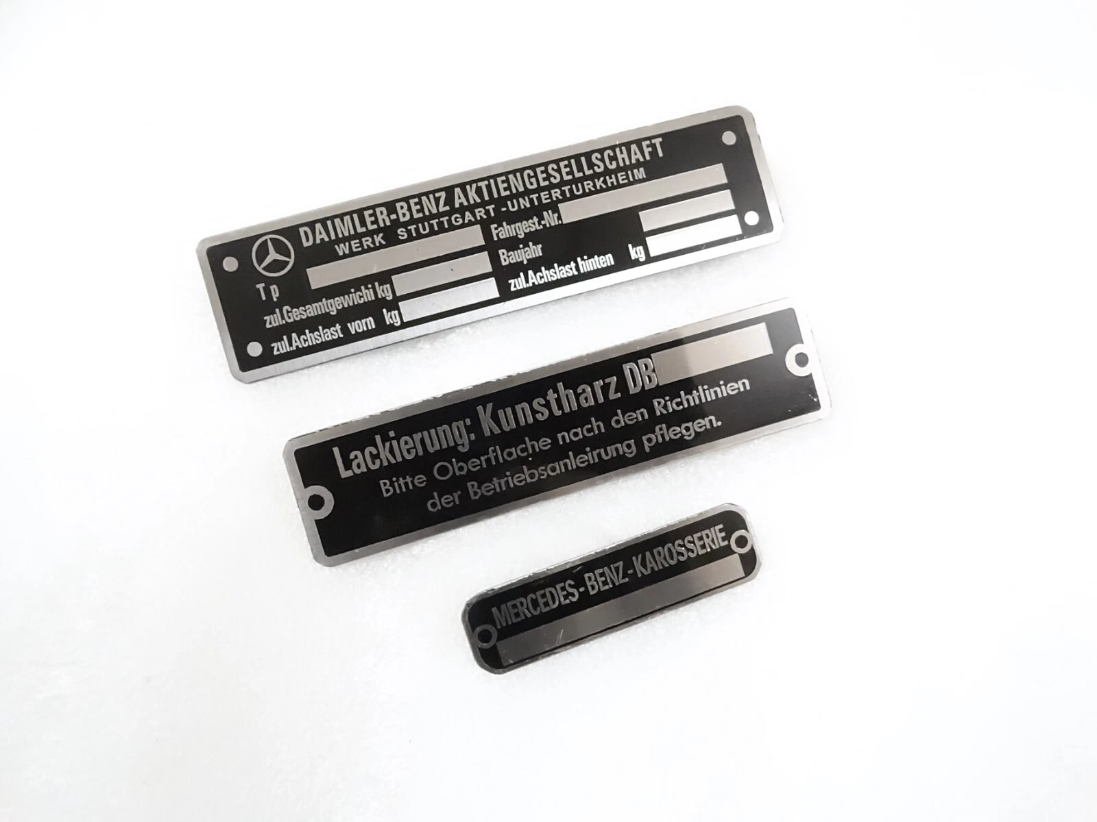Data Plates Mercedes Cars Metal Black 3 Units Fit For Mercedes Benz #23D18