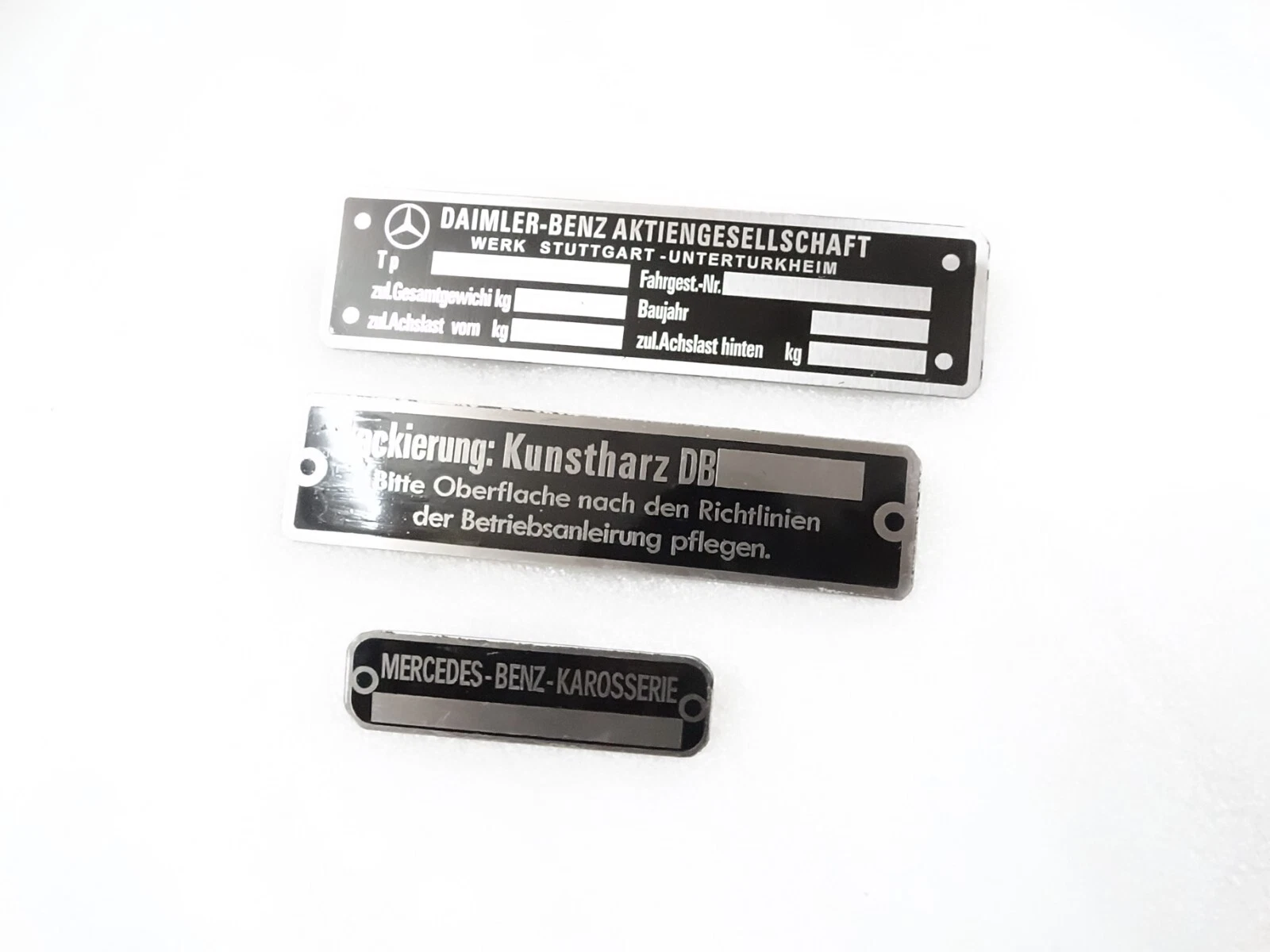 Data Plates Mercedes Cars Metal Black 3 Units Fit For Mercedes Benz #23D18