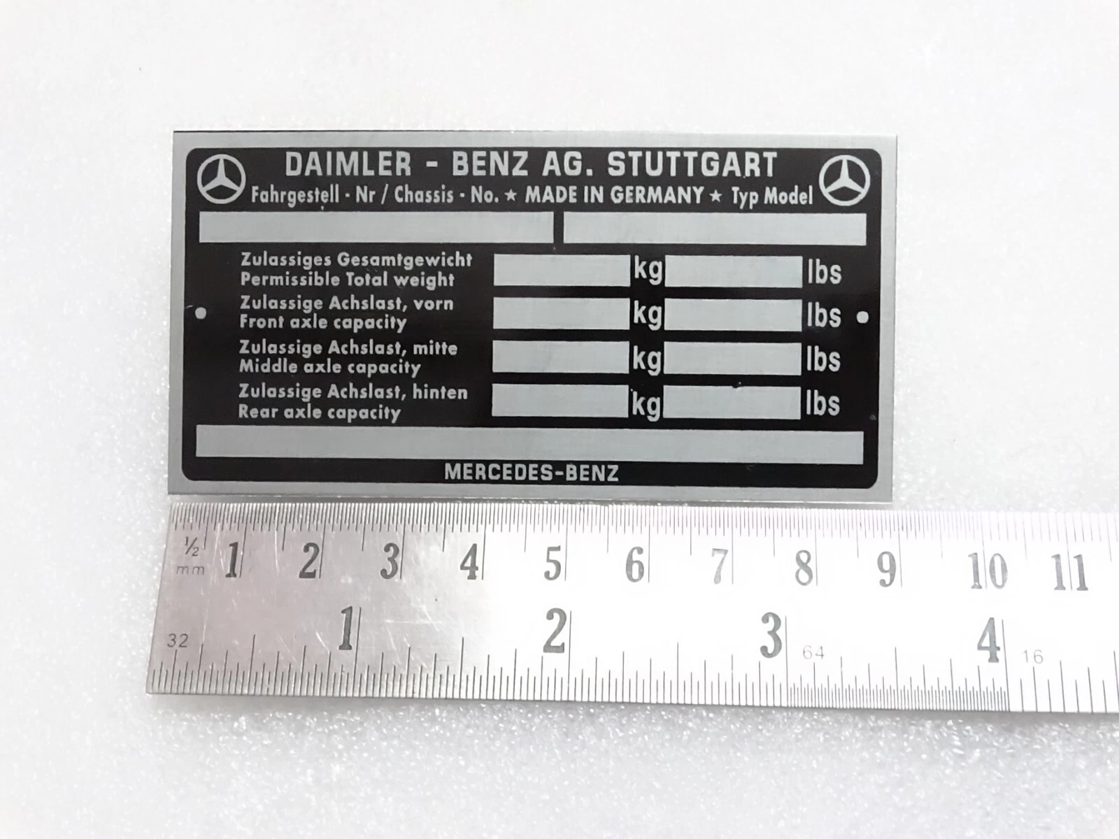 Data Plate For Mercedes 170 220 300 Models Vintage #23C25