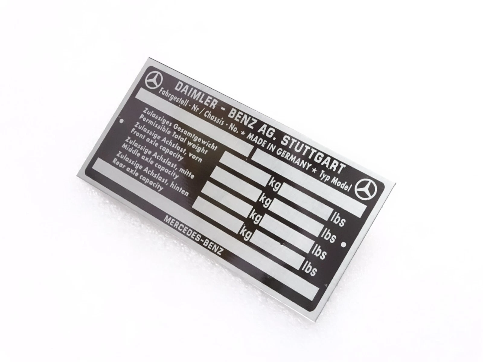 Data Plate For Mercedes 170 220 300 Models Vintage #23C25