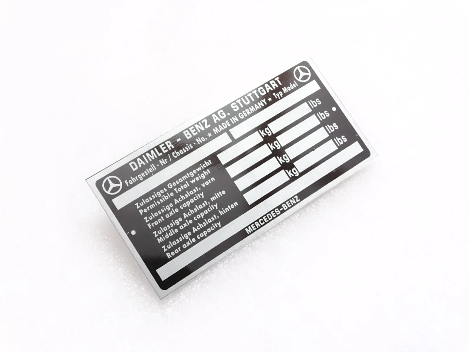 Data Plate For Mercedes 170 220 300 Models Vintage #23C25