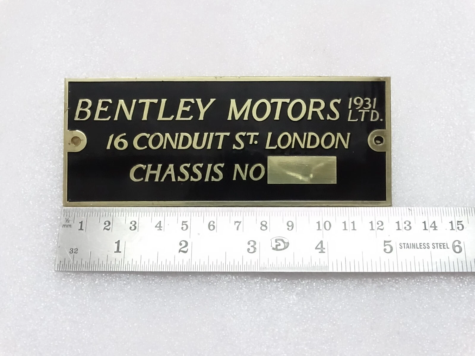 Bentley Motors 1931 Chassis Number Data Plate Aluminum Vintage Bentley Cars