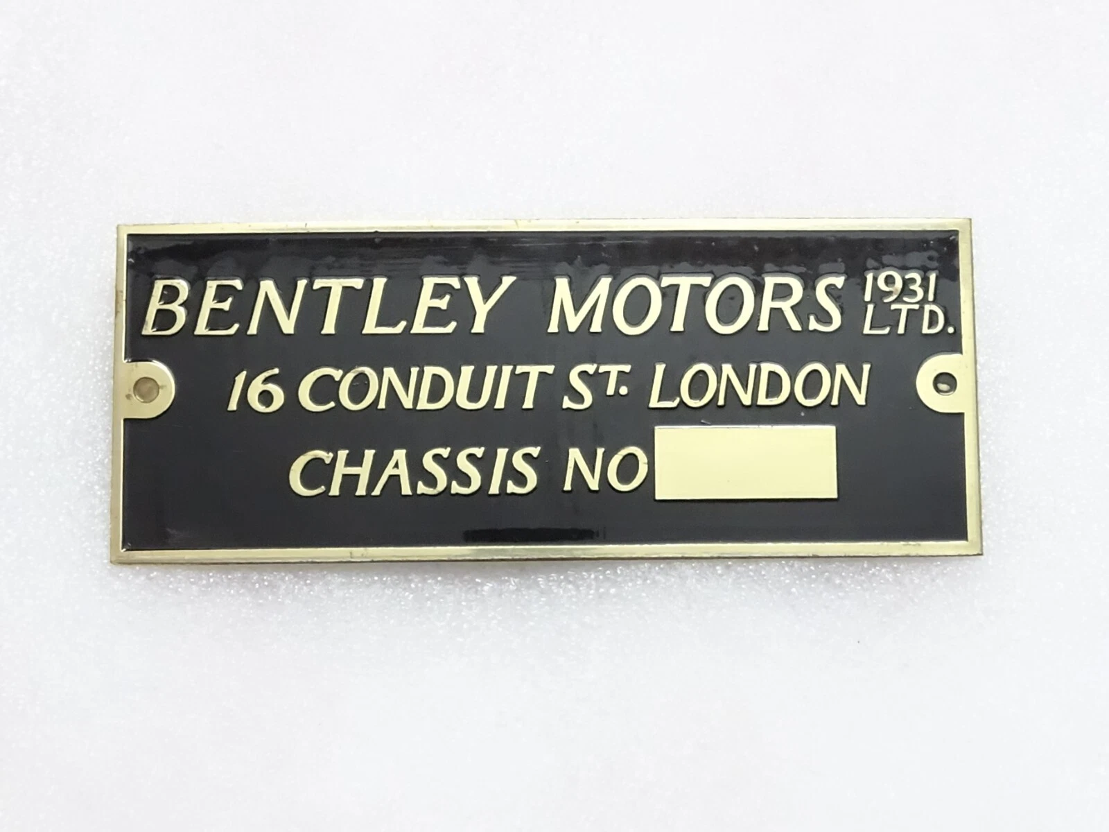 Bentley Motors 1931 Chassis Number Data Plate Aluminum Vintage Bentley Cars