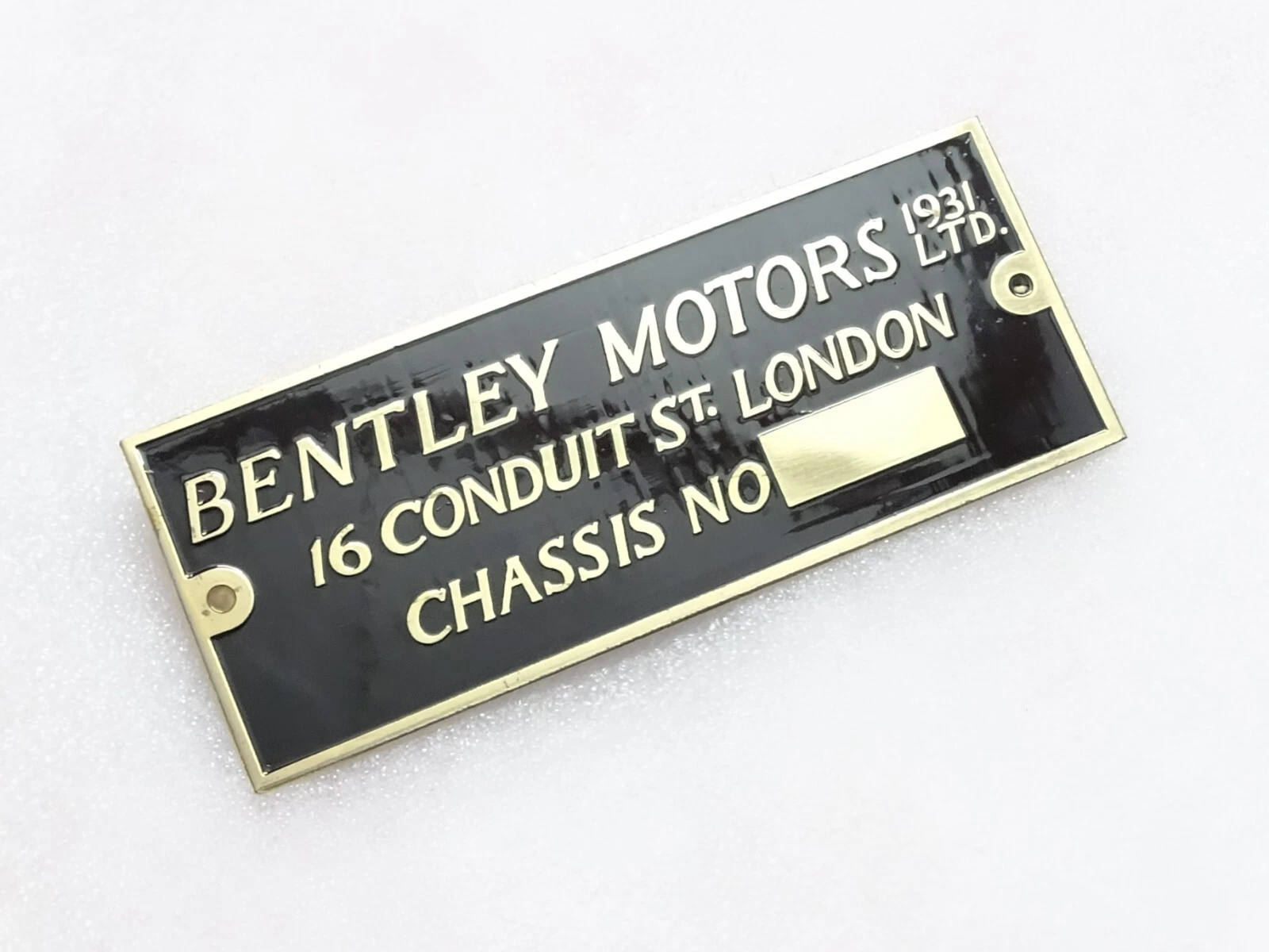 Bentley Motors 1931 Chassis Number Data Plate Aluminum Vintage Bentley Cars