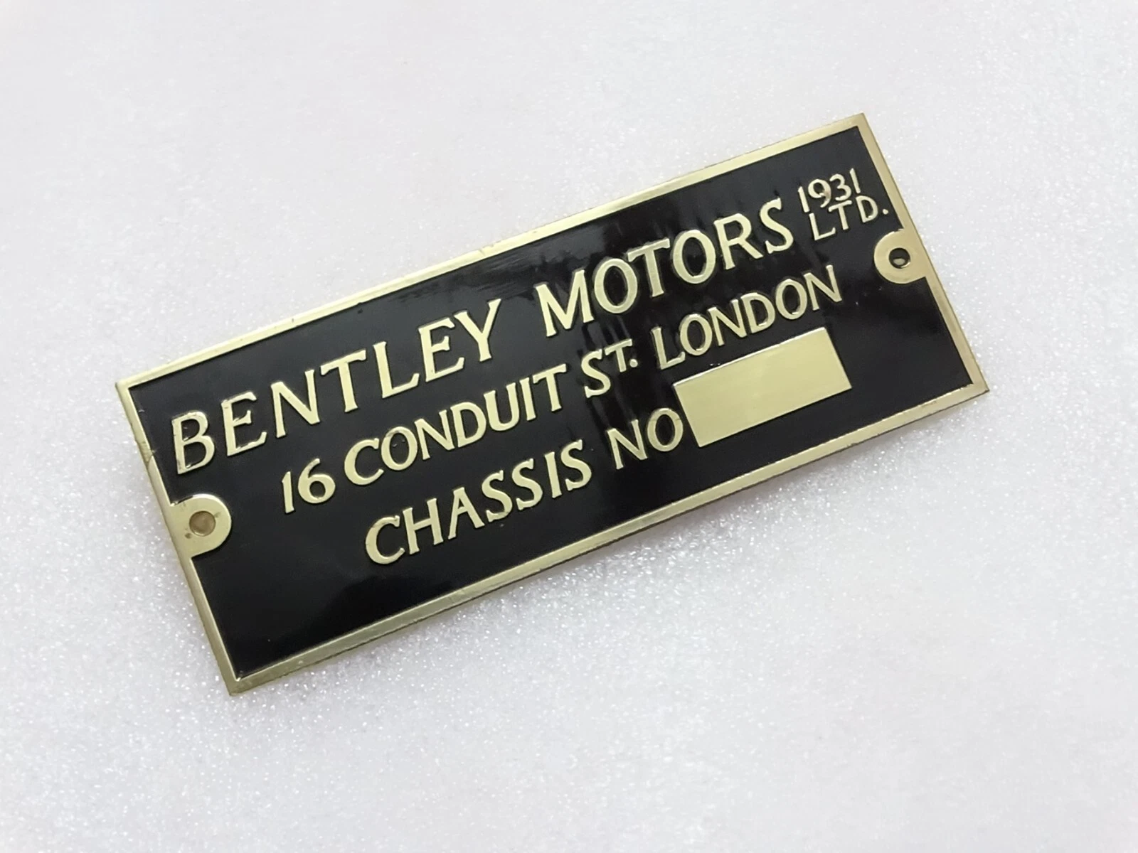 Bentley Motors 1931 Chassis Number Data Plate Aluminum Vintage Bentley Cars