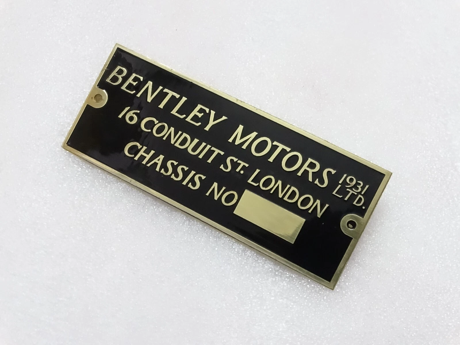 Bentley Motors 1931 Chassis Number Data Plate Aluminum Vintage Bentley Cars