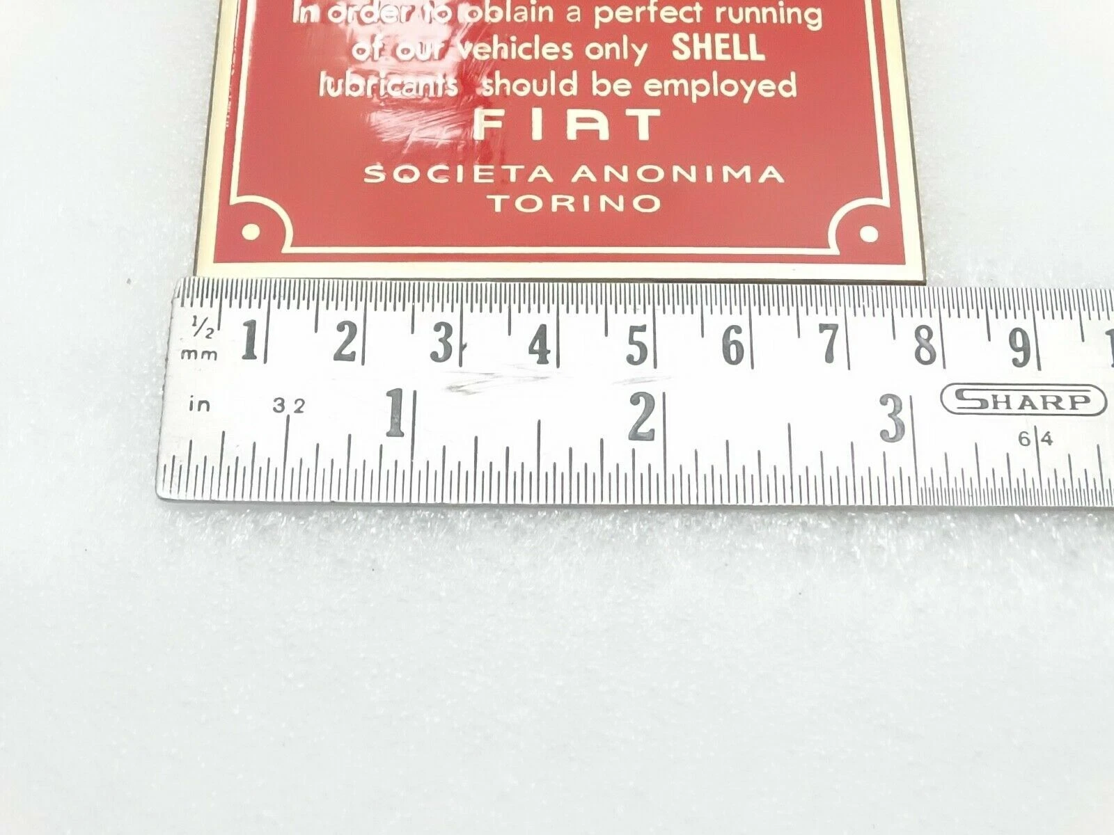 Vintage Fiat Model 514 Lubrication (Shell) Brass Data Plate 1924 & Onwards