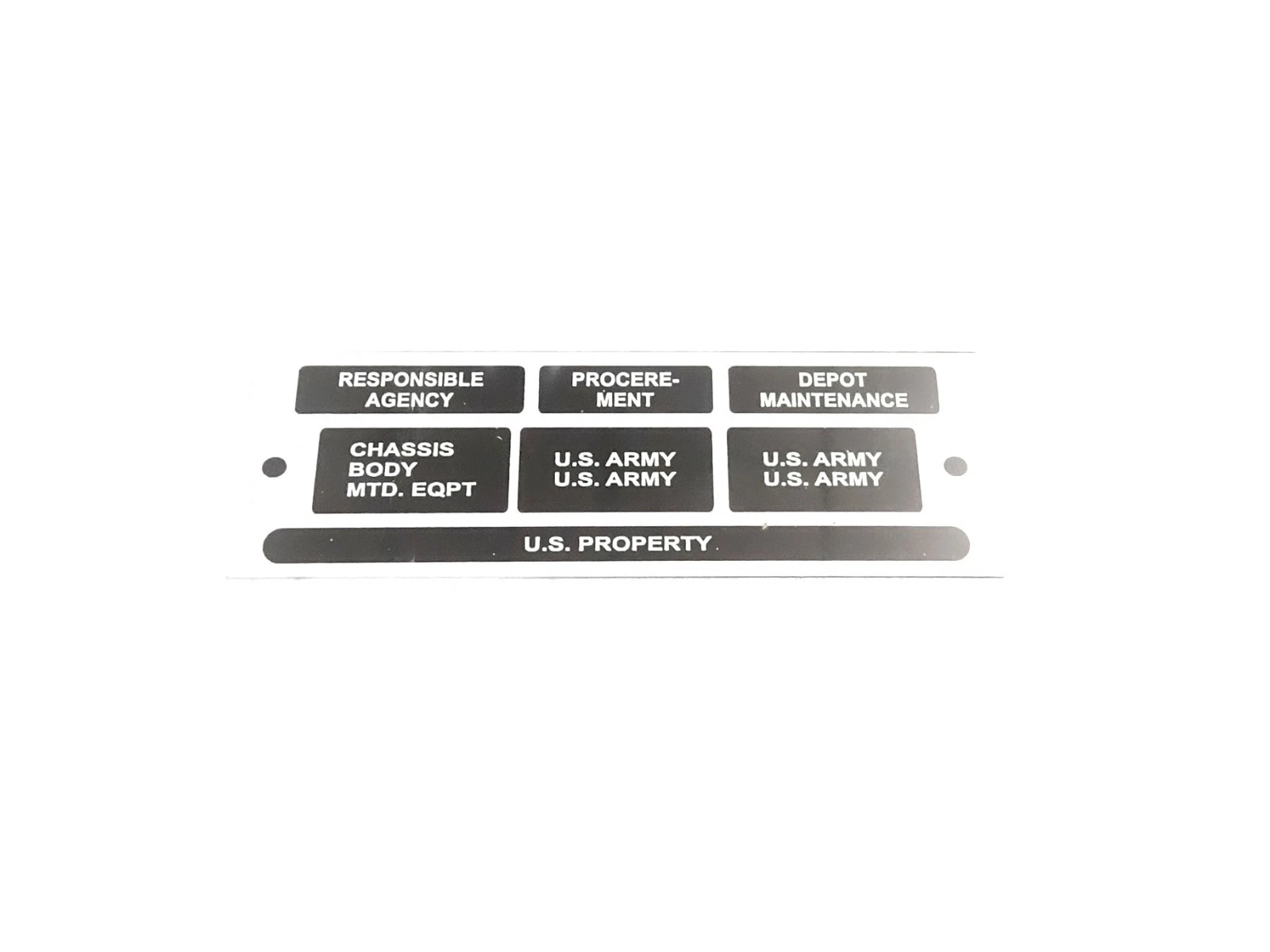 DATA PLATE FITS TO CLASSIC M416 TRAILER AGENCY M38 M38AI M151 #V481-8