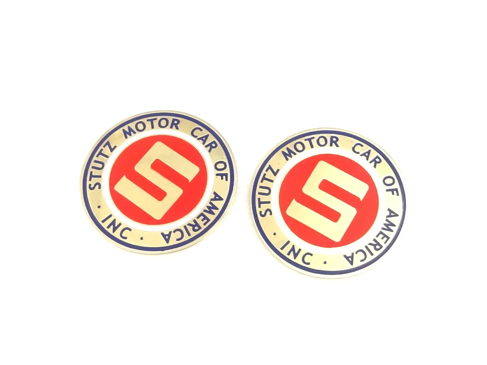 2 X BRASS FRONT GRILL RADIATOR HOOD BADGE EMBLEM MONOGRAM FITS TO VINTAGE#V491-8