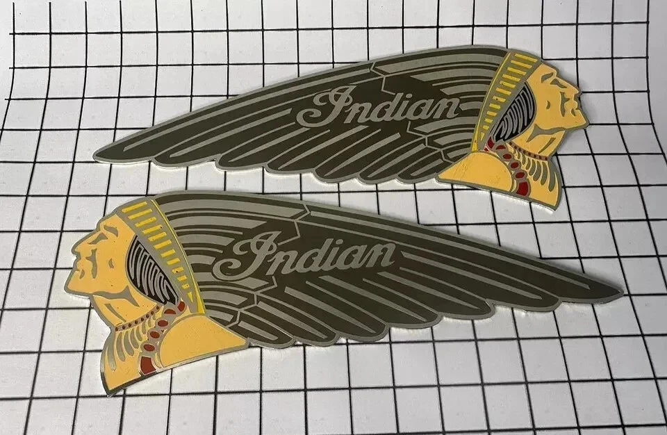 2 X METAL Fuel Tank Emblem Badge Set FITS Indian Chief Scout Motorcycle
