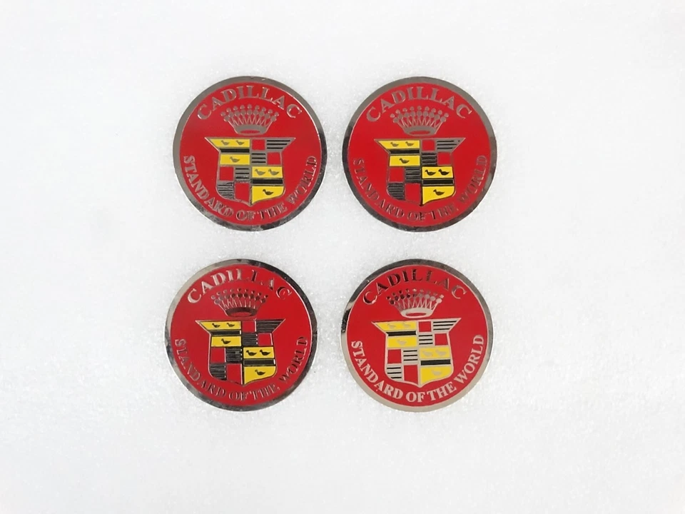 4x Cadillac Standard of The World Badge Logo Emblem Red Stainless Steel #17B20