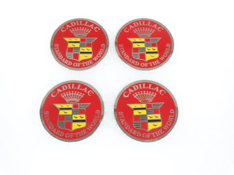 4x Cadillac Standard of The World Badge Logo Emblem Red Stainless Steel #17B20