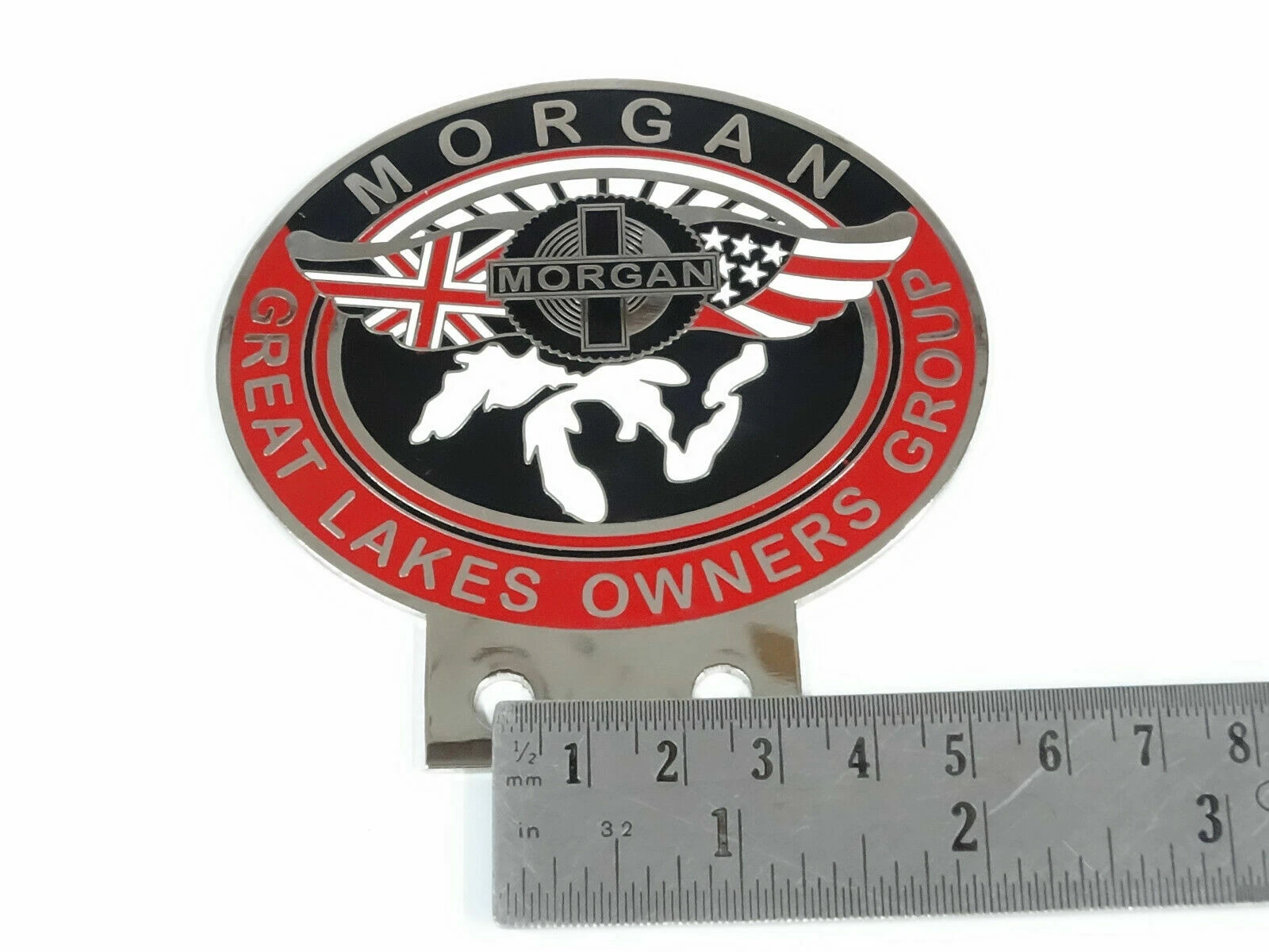 Vintage Car Morgan Great Lakes Owners Group Badge Front Grill Decal Brass badge