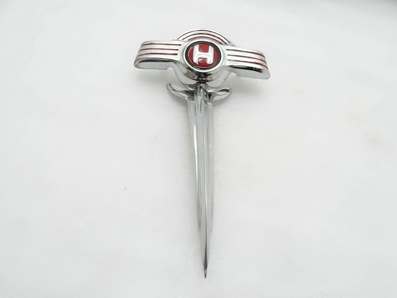 Vintage Hindustan Ambassador Chromed Bonnet Top And Bottom Complete Badge Set