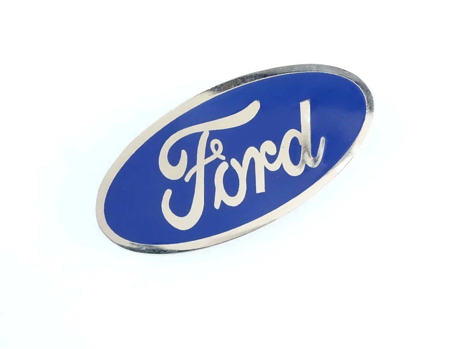Blue & Chrome Stainless Steel Badge With Nut For Vintage Ford Cars #17A9