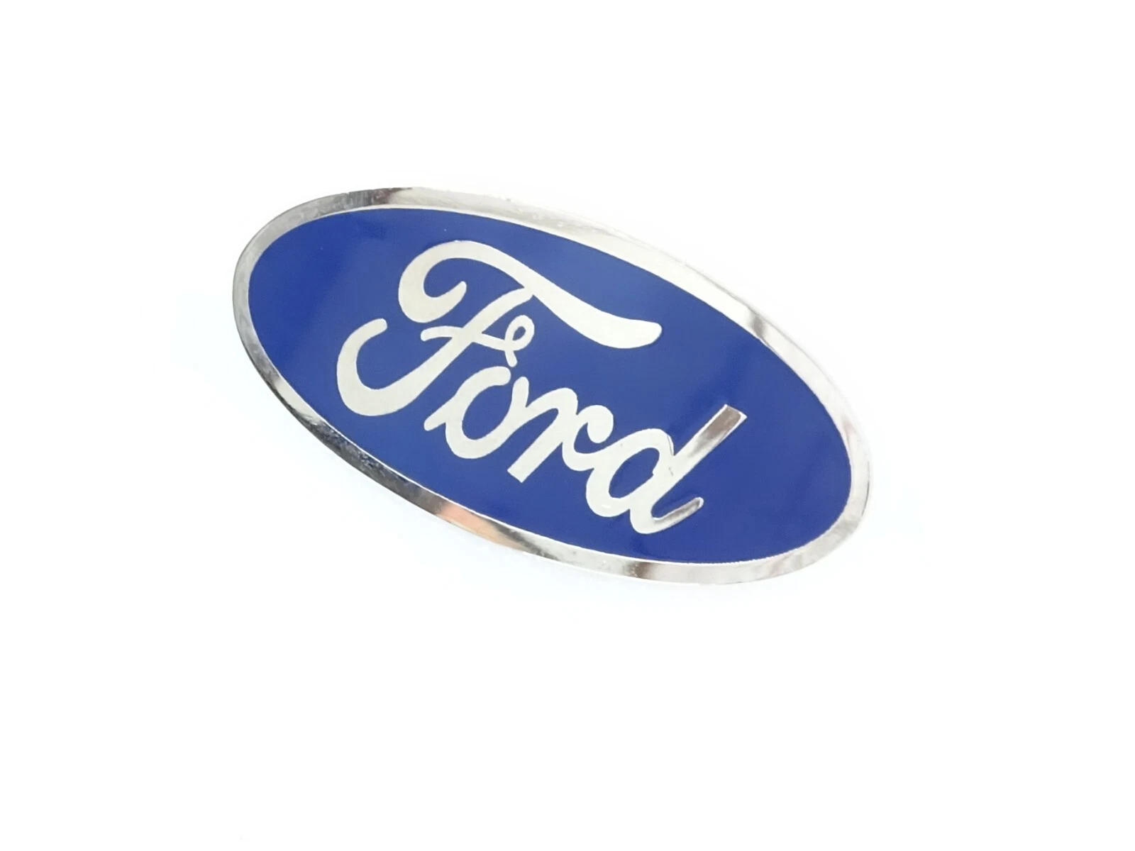 Blue & Chrome Stainless Steel Badge With Nut For Vintage Ford Cars #17A9