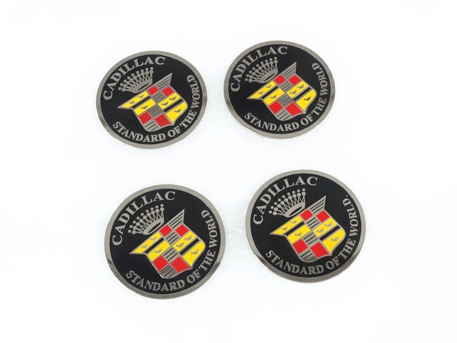 4x Cadillac Standard of The World Badge Logo Emblem Stainless Steel #17B22