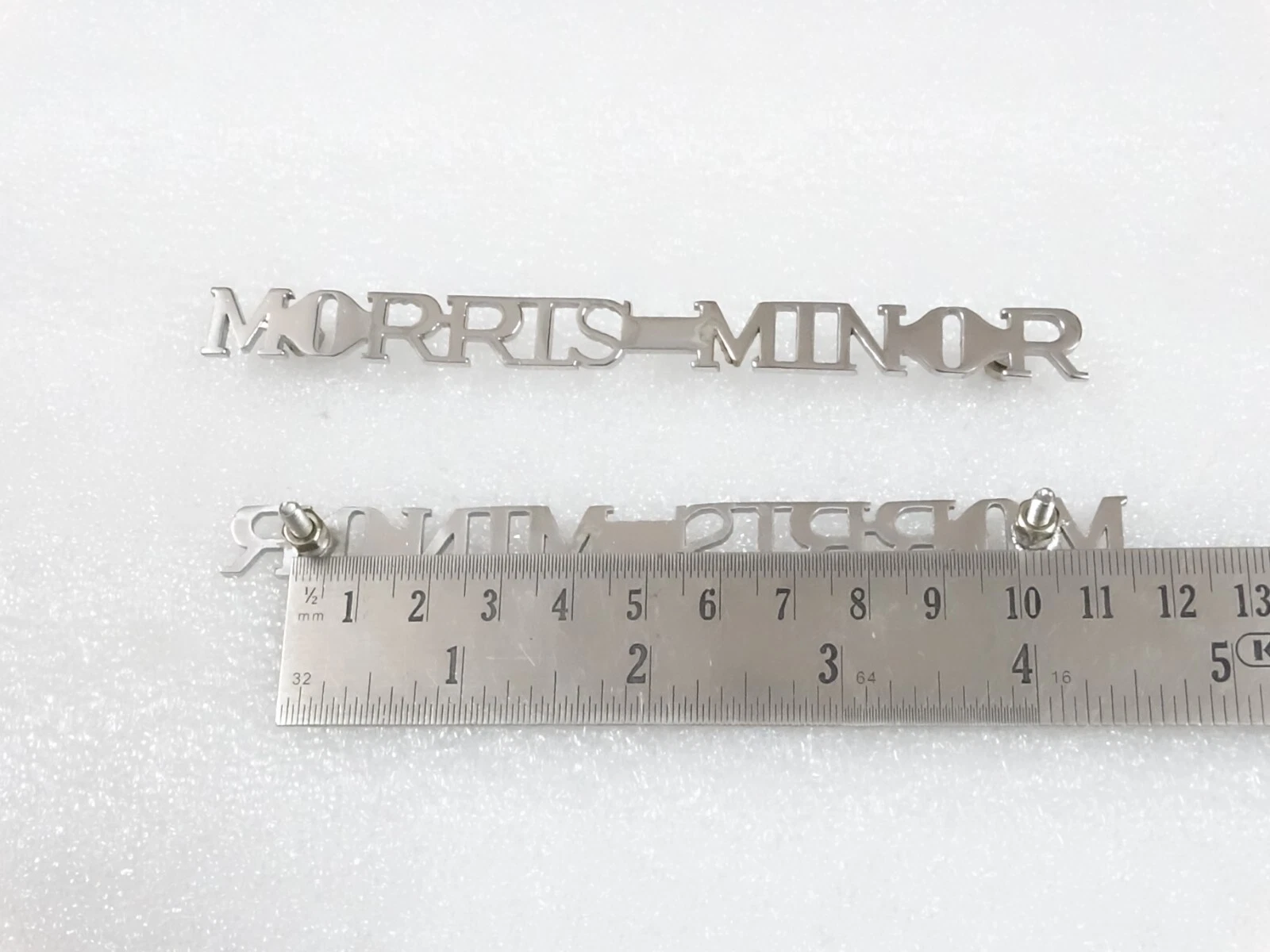 SET OF CHROME BONNET BADGES DECAL MONAGRAM FITS TO VINTAGE MORRIS MINOR #V185-7