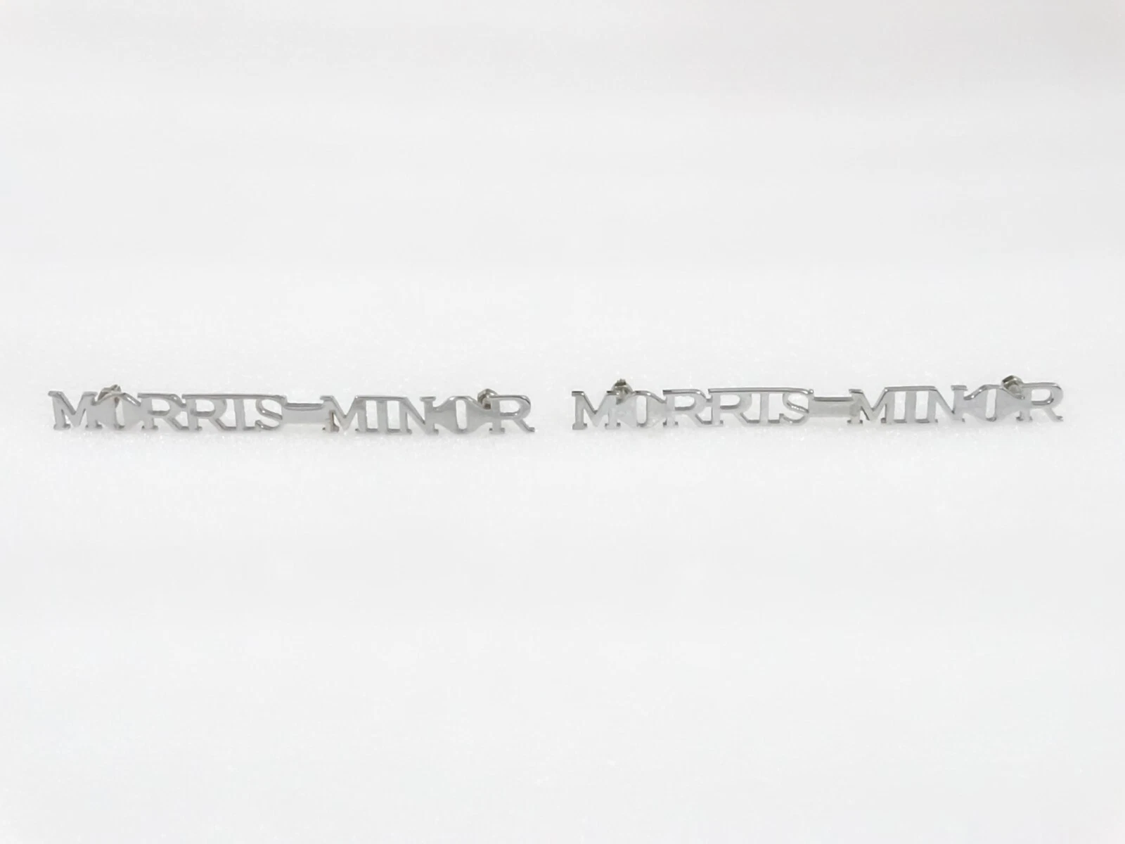 SET OF CHROME BONNET BADGES DECAL MONAGRAM FITS TO VINTAGE MORRIS MINOR #V185-7