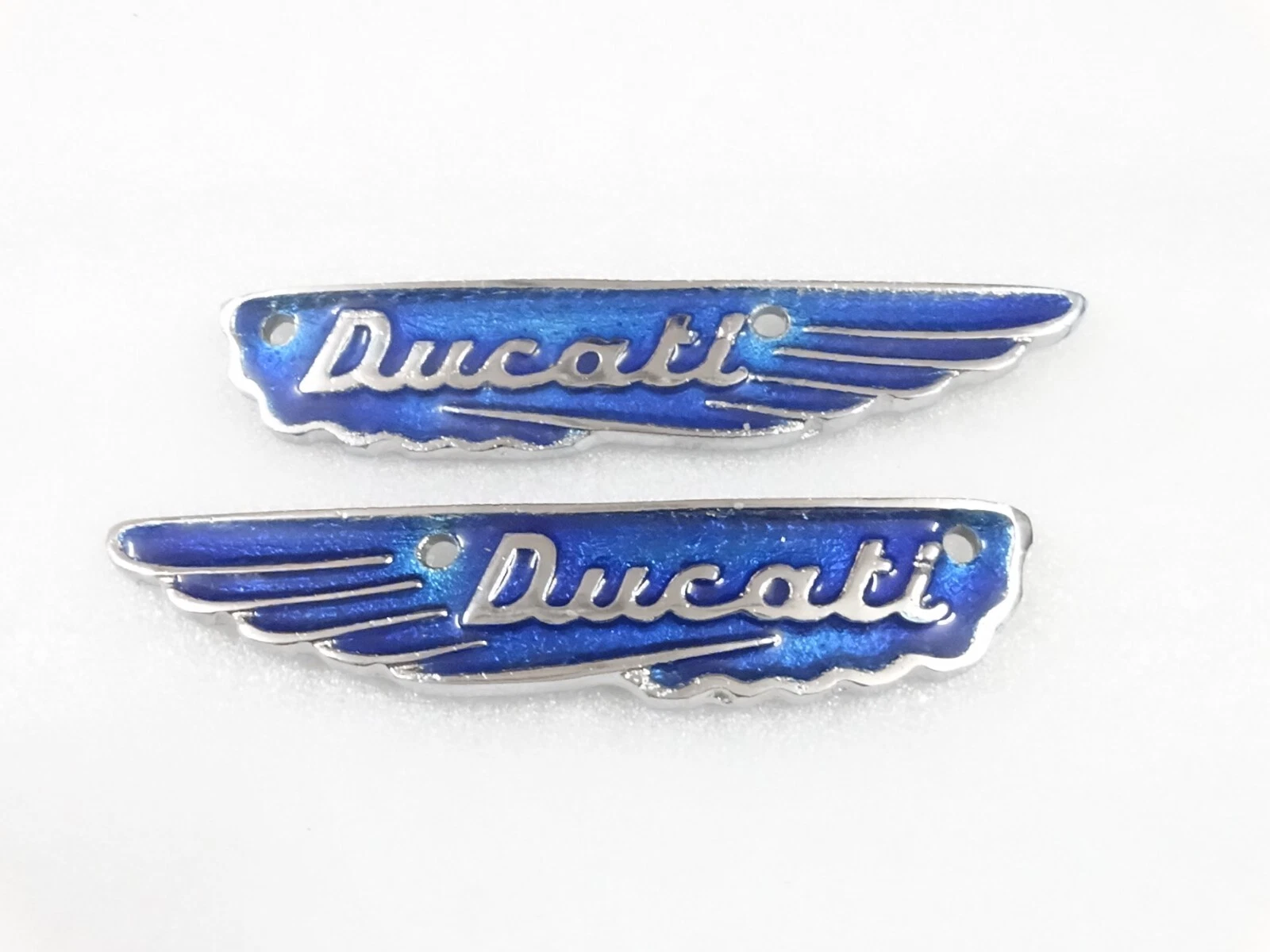 BLUE ALLOY BADGES EMBLEM MONOGRAM FITS VINTAGE DUCATI SCRAMBLER FUEL TANK #V200