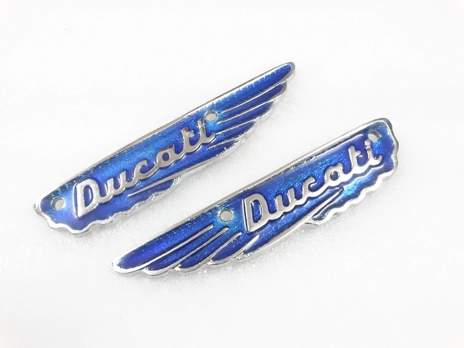BLUE ALLOY BADGES EMBLEM MONOGRAM FITS VINTAGE DUCATI SCRAMBLER FUEL TANK #V200