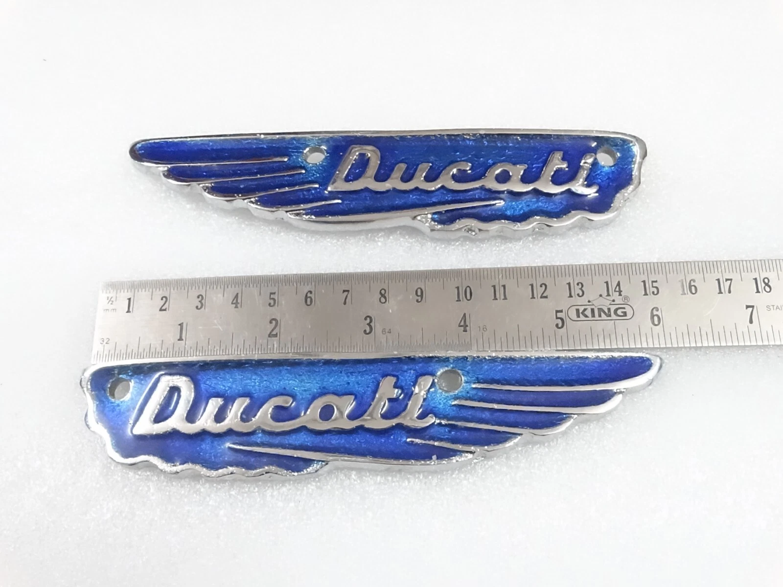BLUE ALLOY BADGES EMBLEM MONOGRAM FITS VINTAGE DUCATI SCRAMBLER FUEL TANK #V200
