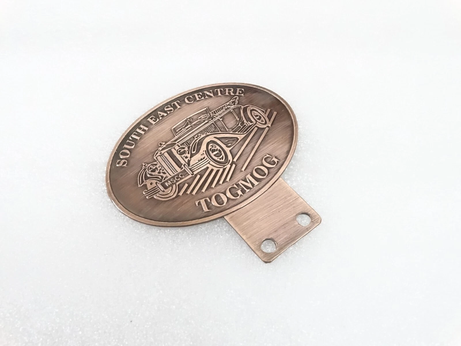 BRASS RADIATOR GRILL BADGE EMBLEM MONOGRAM FITS VINTAGE SOUTH EAST CENTRE TOGMOG